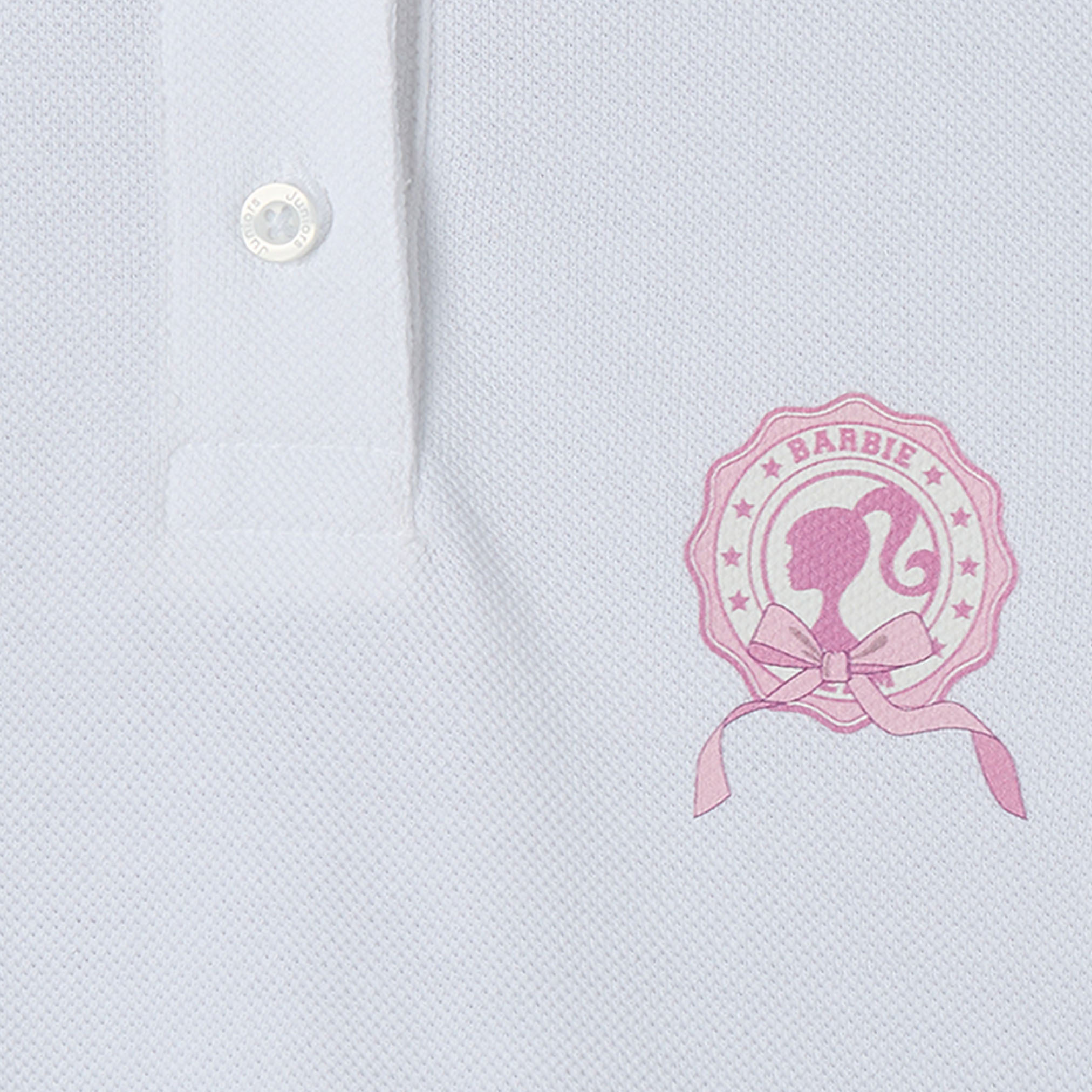 Collared Short Sleeves T-shirt with Barbie Print-girls-clothing-schoolwear-tshirts-image-4
