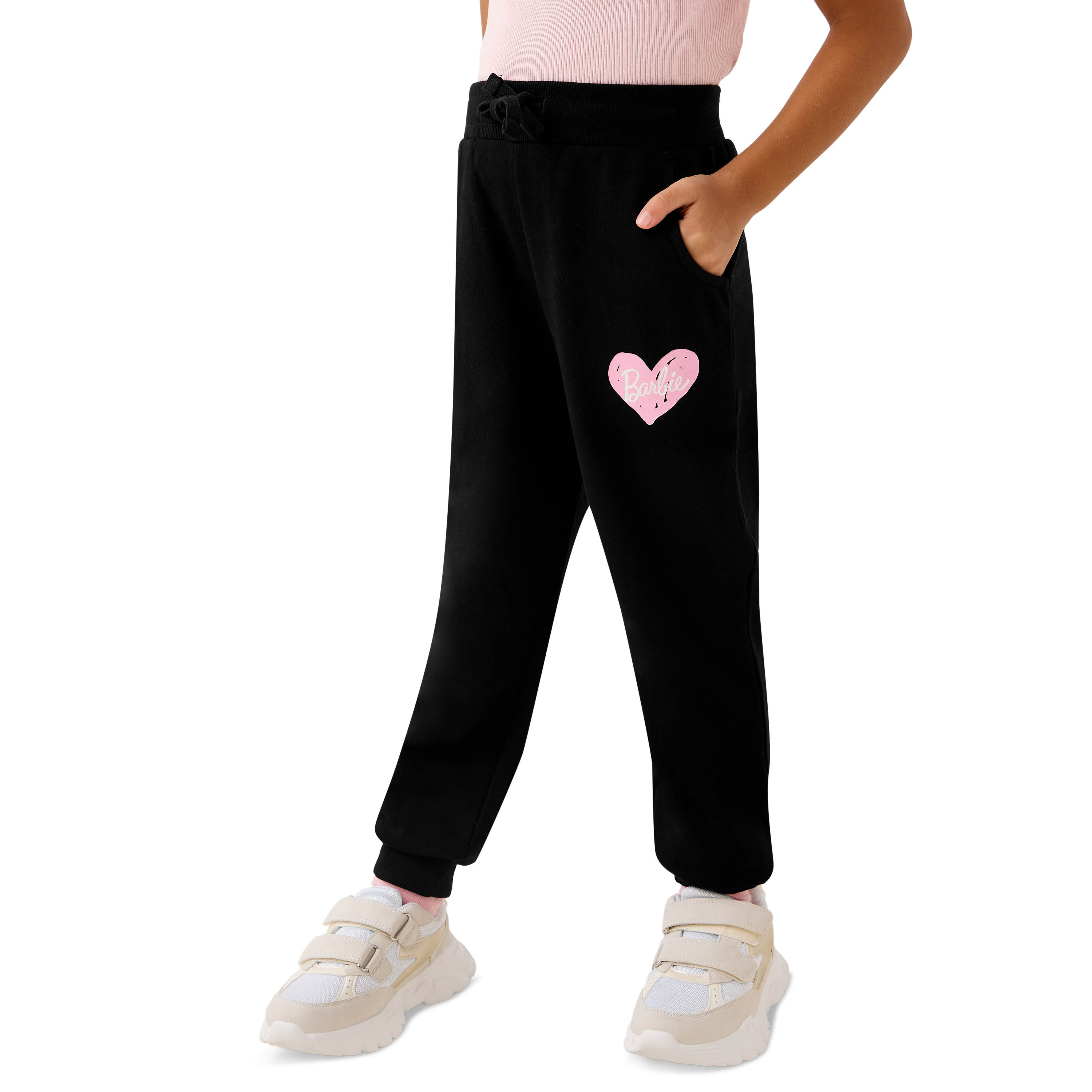 Barbie Print Joggers with Drawstring Closure and Pockets-girls-clothing-schoolwear-bottoms-joggers-image-1
