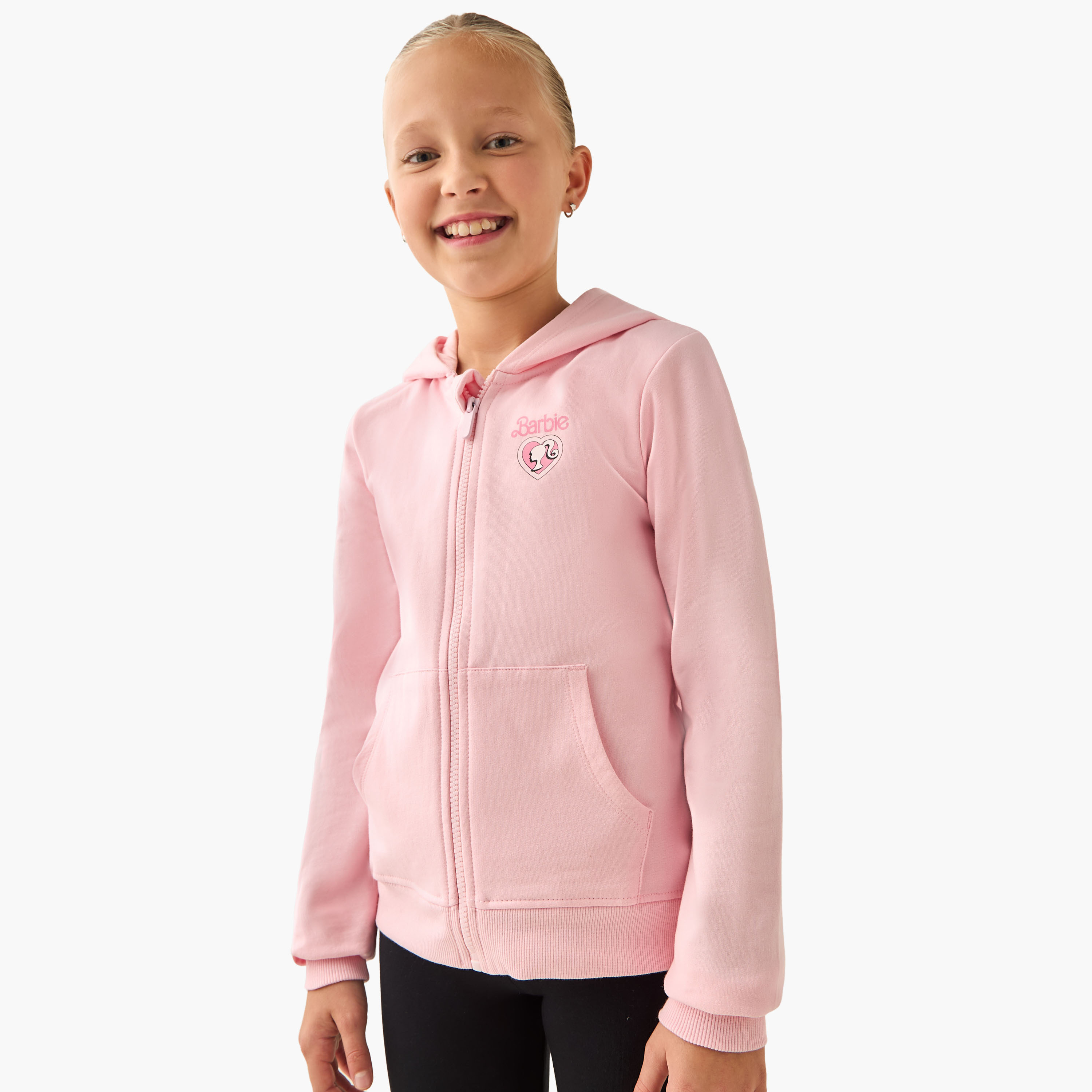 Mattel Barbie Print Jacket with Hood-girls-clothing-winterwear-sweatshirts-image-1