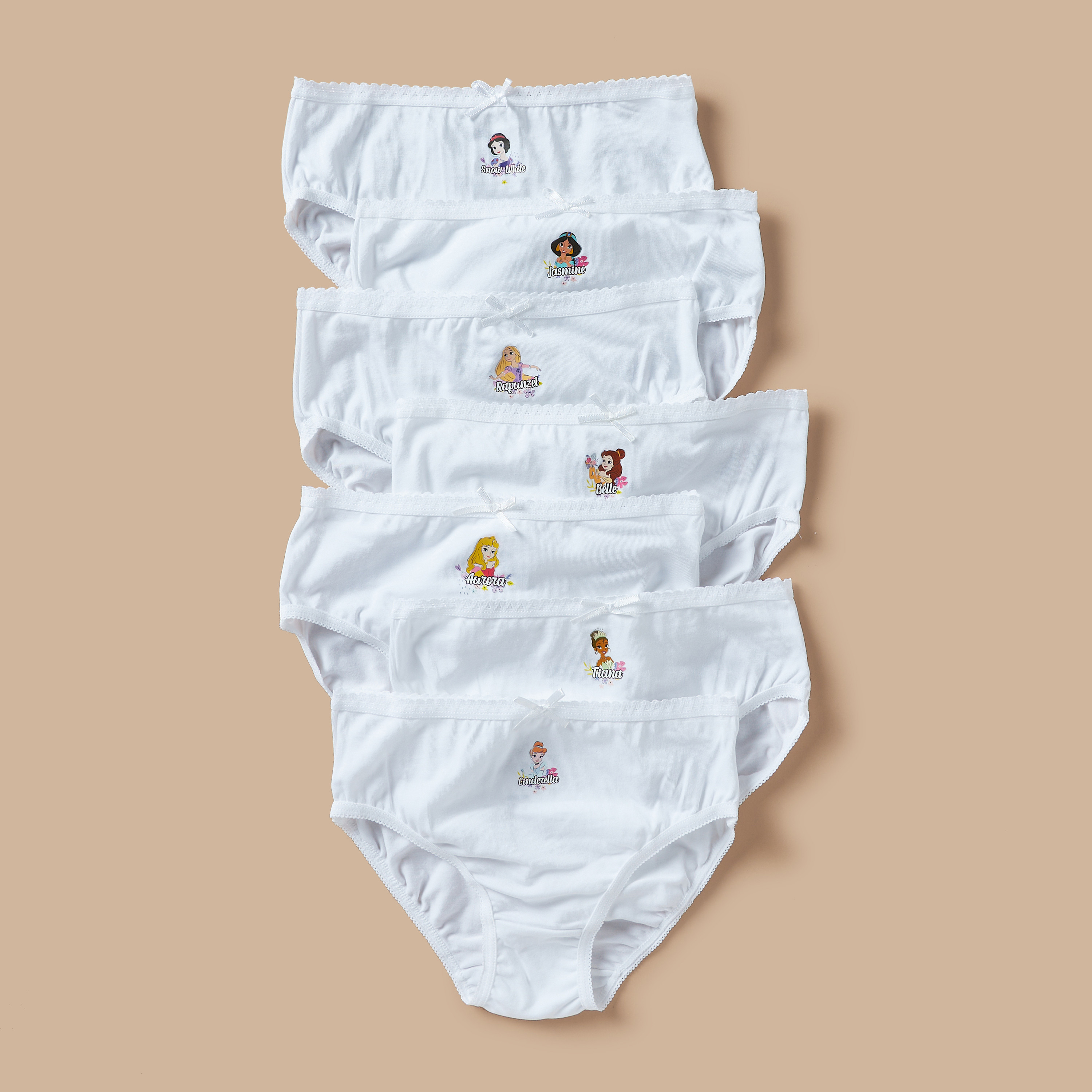 سراويل داخلية بتفاصيل فيونكة وطبعات برينسس من ديزني - طقم من 7 قطع-girls-clothing-multipacks-image-1