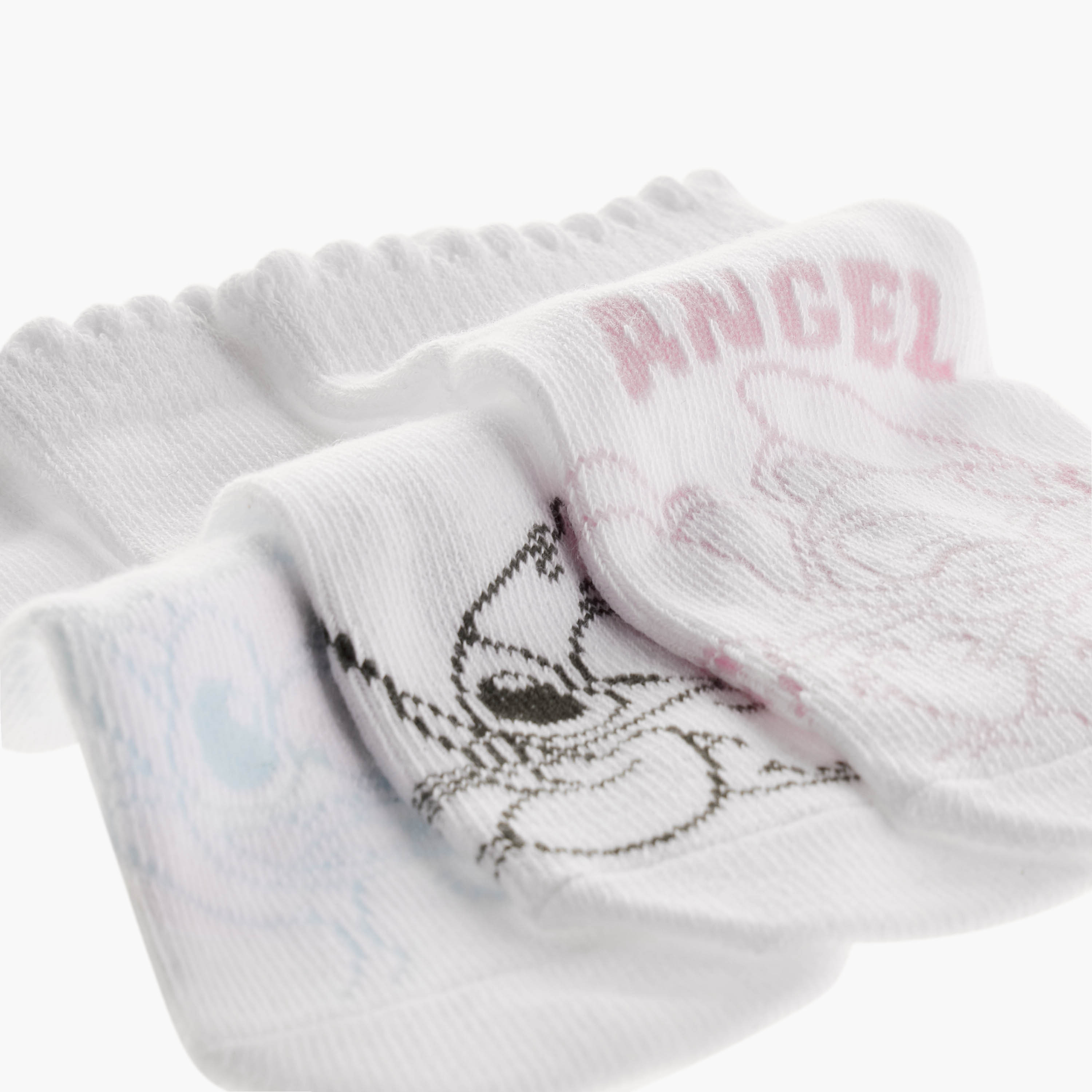 Disney Stitch and Angel Print Ankle Length Socks - Set of 3-girls-accessories-socks-image-4