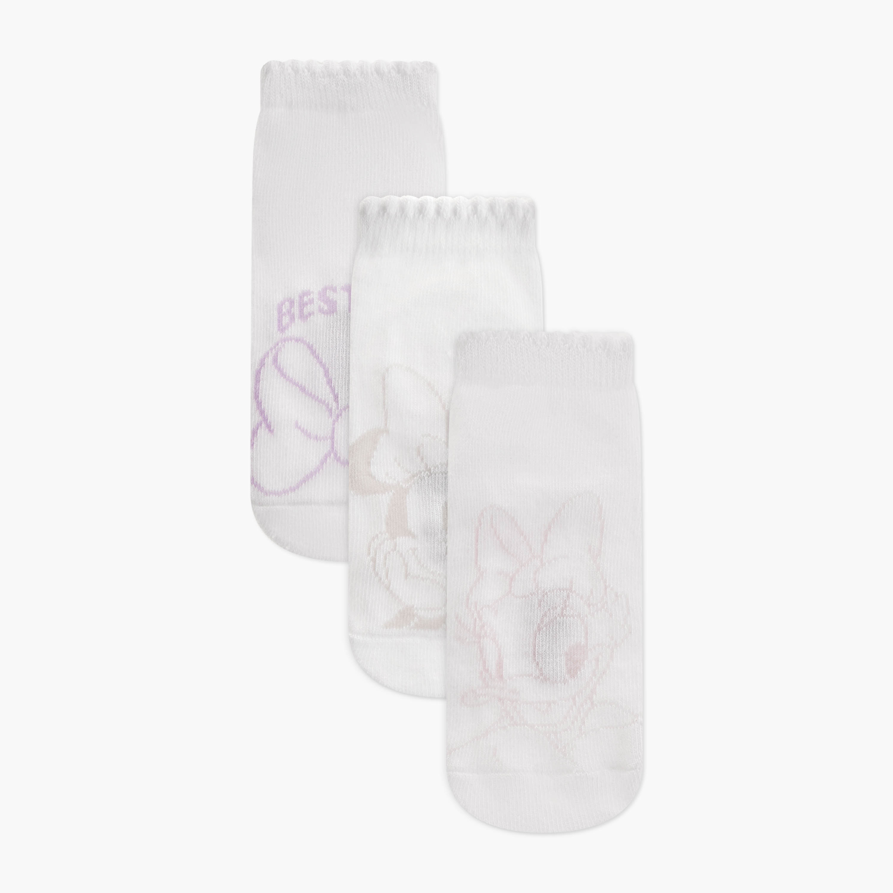Disney Minnie Mouse and Daisy Duck Print Ankle Length Socks - Set of 3-girls-accessories-socks-image-1