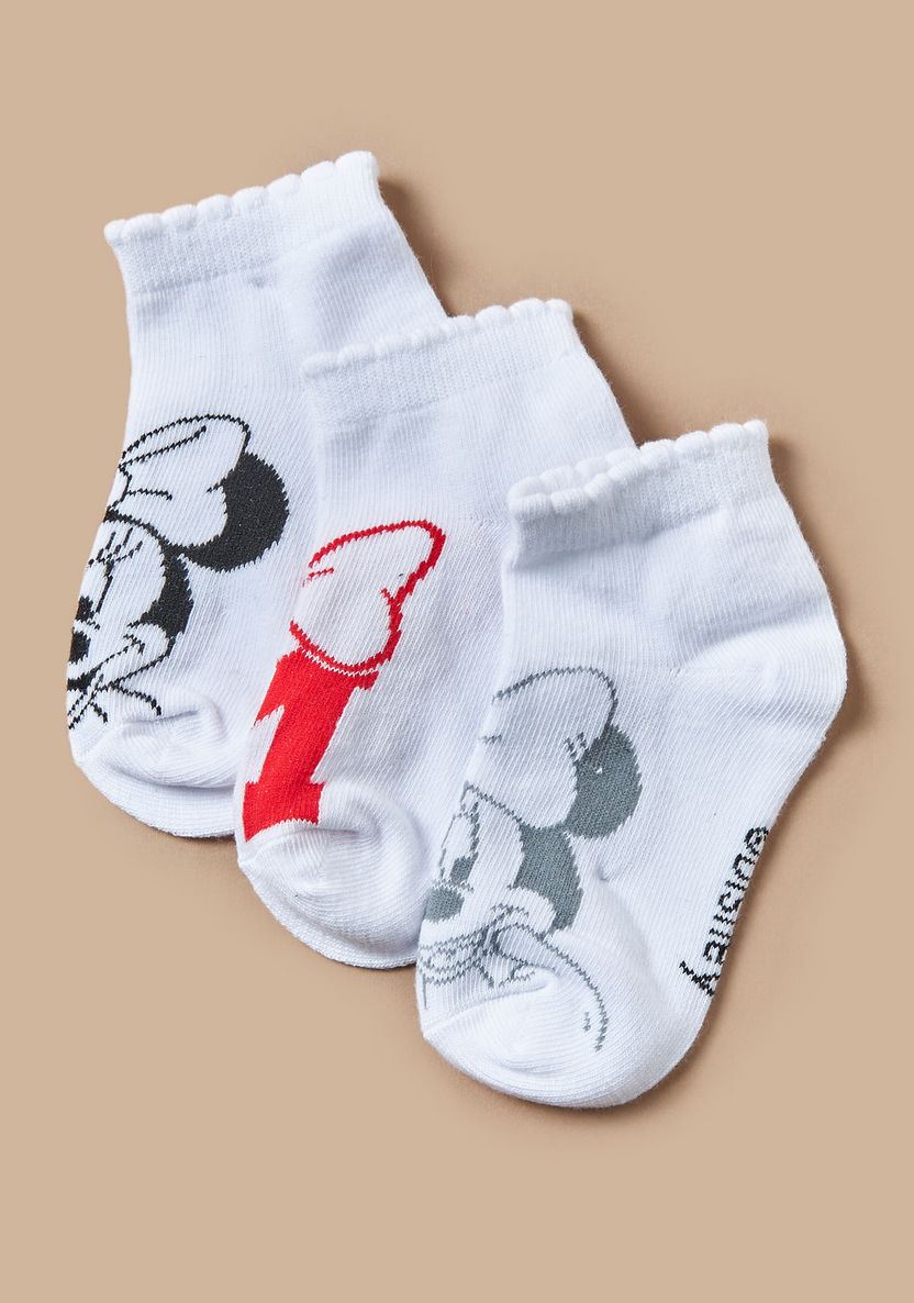 Disney Minnie Mouse Detail Ankle Length Socks - Set of 3-Underwear and Socks-image-1