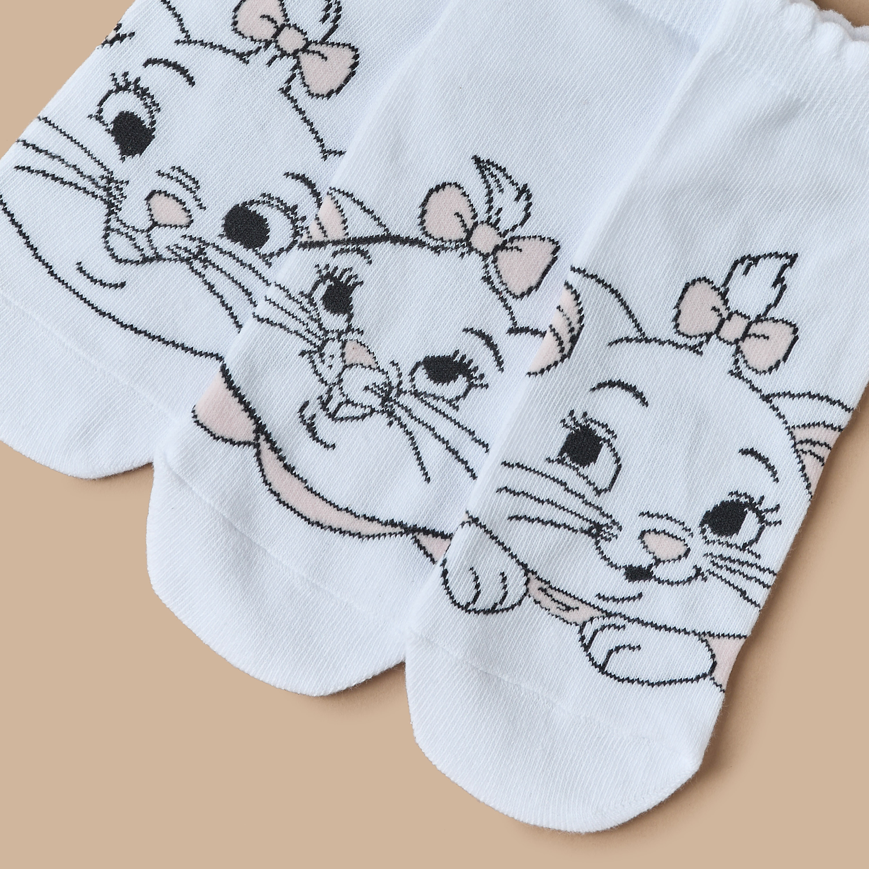 Disney Marie Print Ankle Length Socks with Scalloped Hem - Set of 3-girls-accessories-socks-image-4