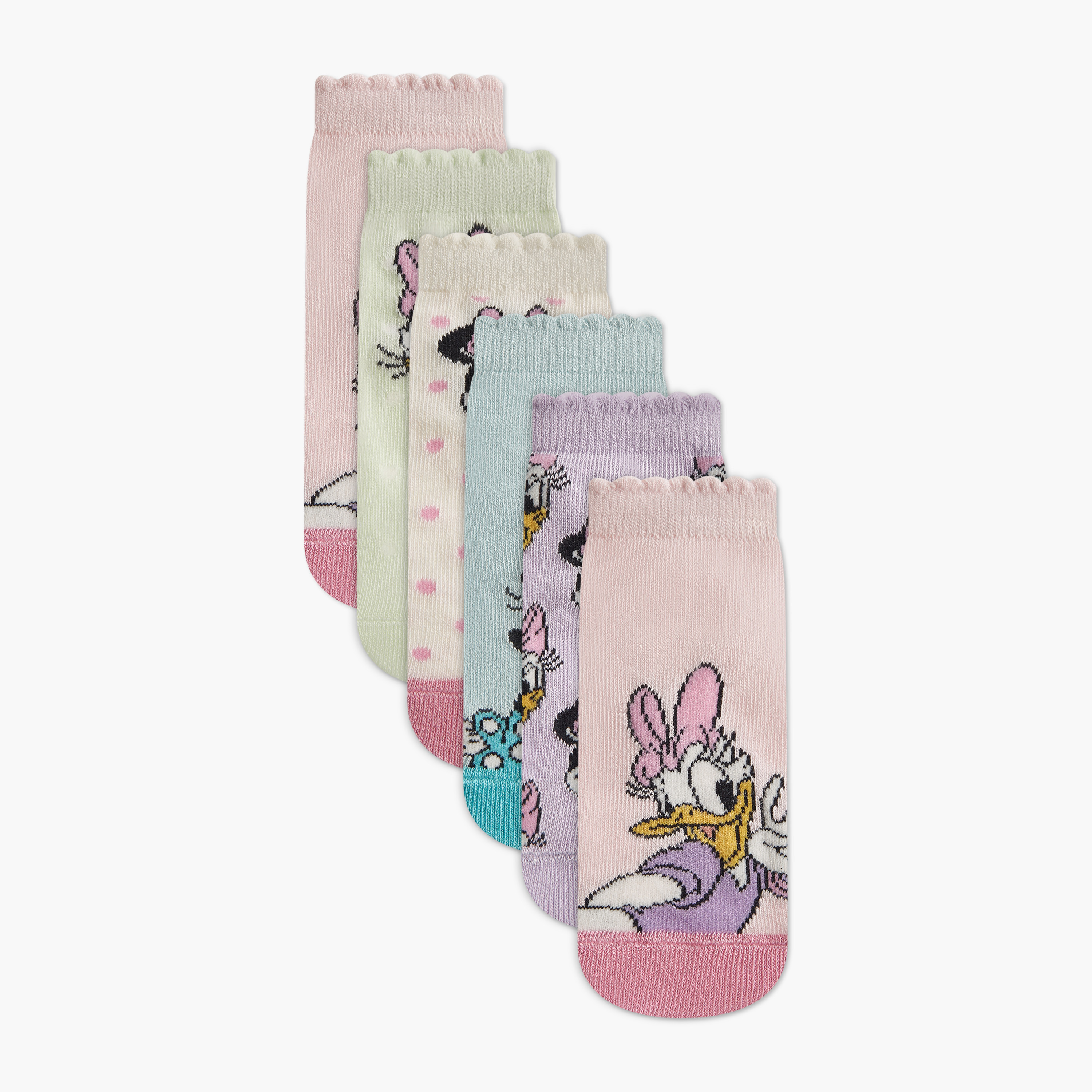 Disney Minnie Mouse and Daisy Duck Print Socks - Set of 6-girls-accessories-socks-image-1