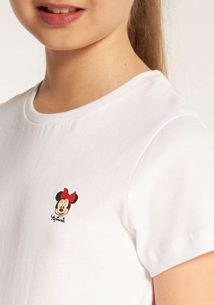 Disney Minnie Mouse Print T-shirt with Short Sleeves