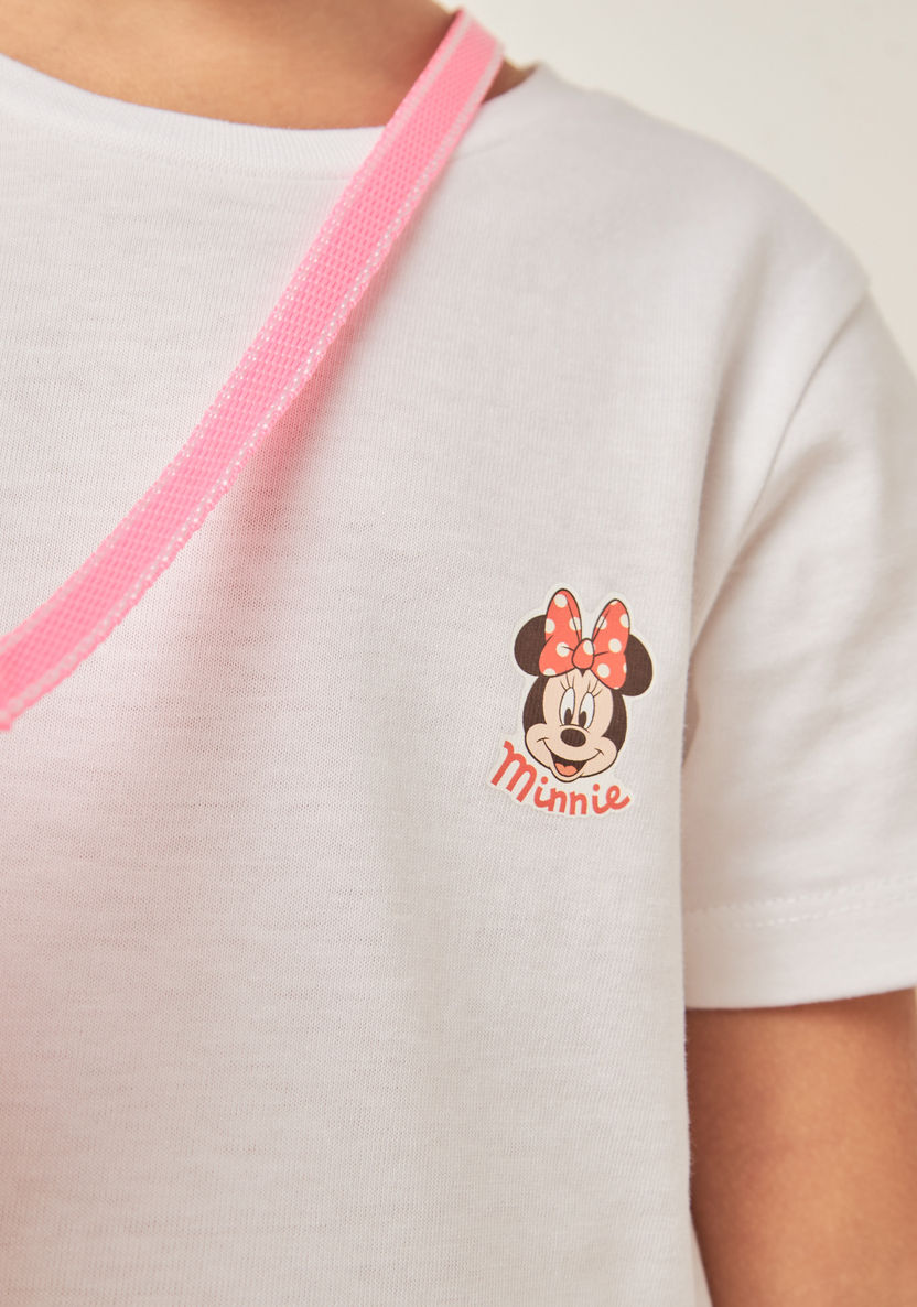 Disney Minnie Mouse Print T-shirt with Crew Neck and Short Sleeves-Tops-image-2