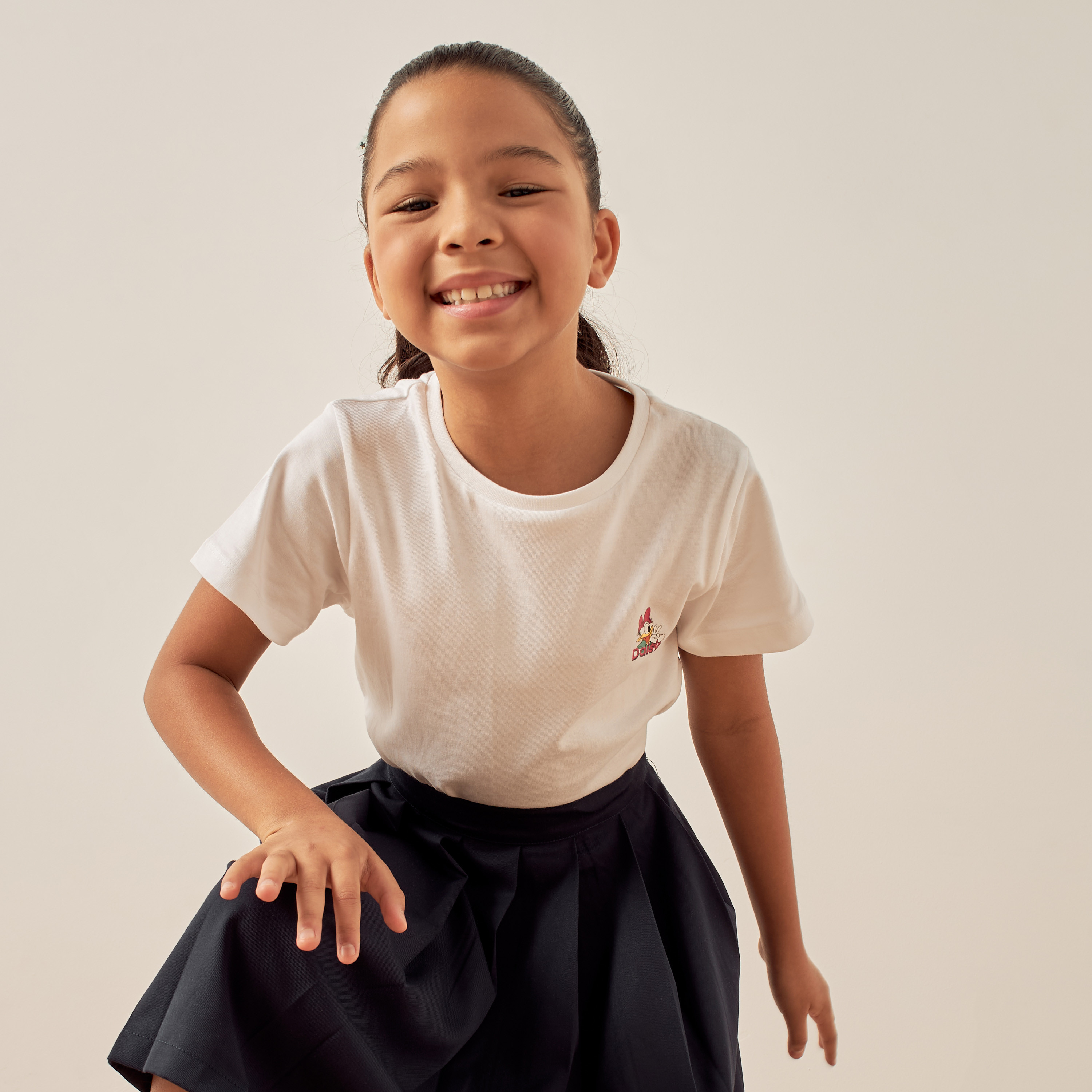 Disney Daisy Duck Print T-shirt with Crew Neck and Short Sleeves-girls-clothing-schoolwear-tshirts-image-1