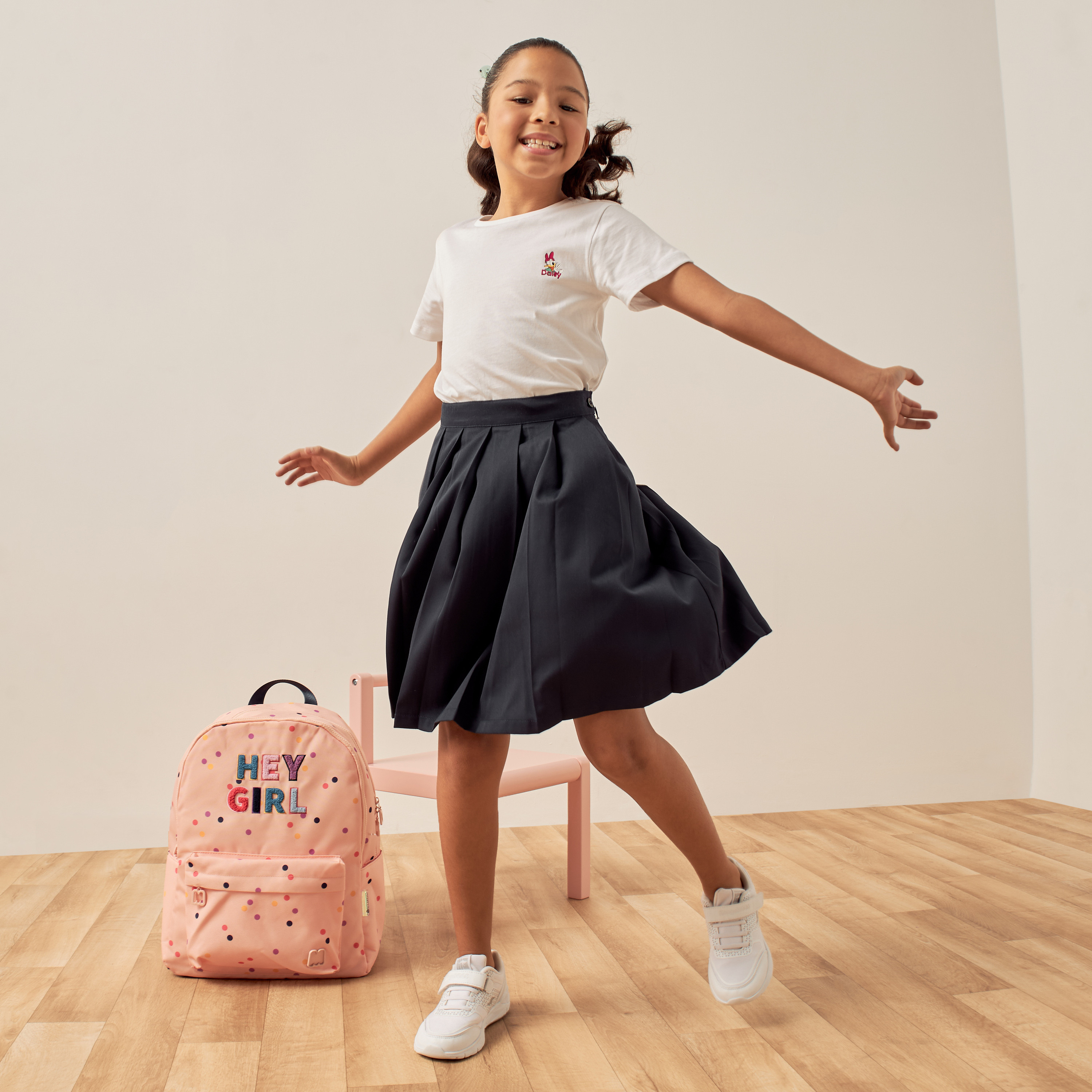 Disney Daisy Duck Print T-shirt with Crew Neck and Short Sleeves-girls-clothing-schoolwear-tshirts-image-2