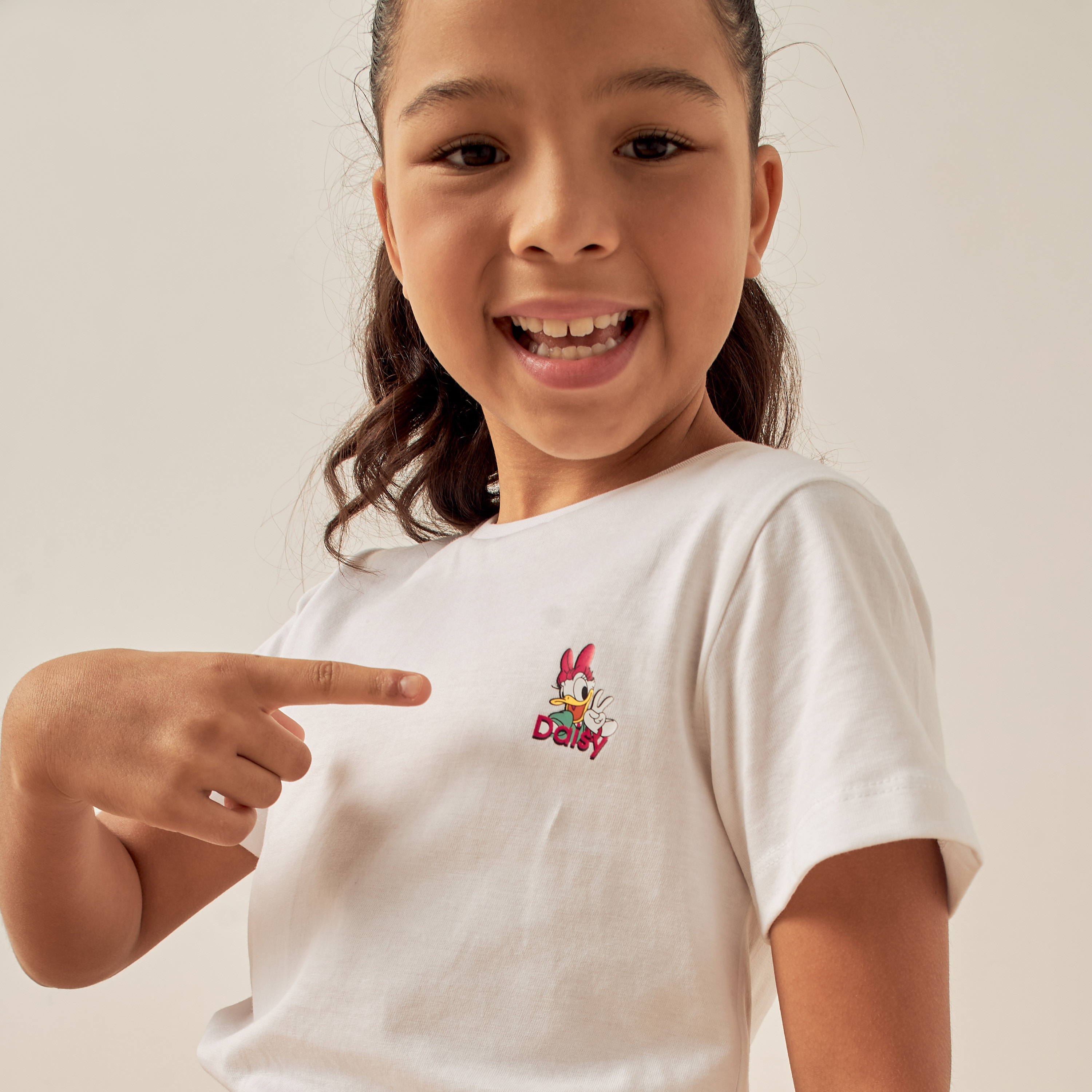 Disney Daisy Duck Print T-shirt with Crew Neck and Short Sleeves-girls-clothing-schoolwear-tshirts-image-3