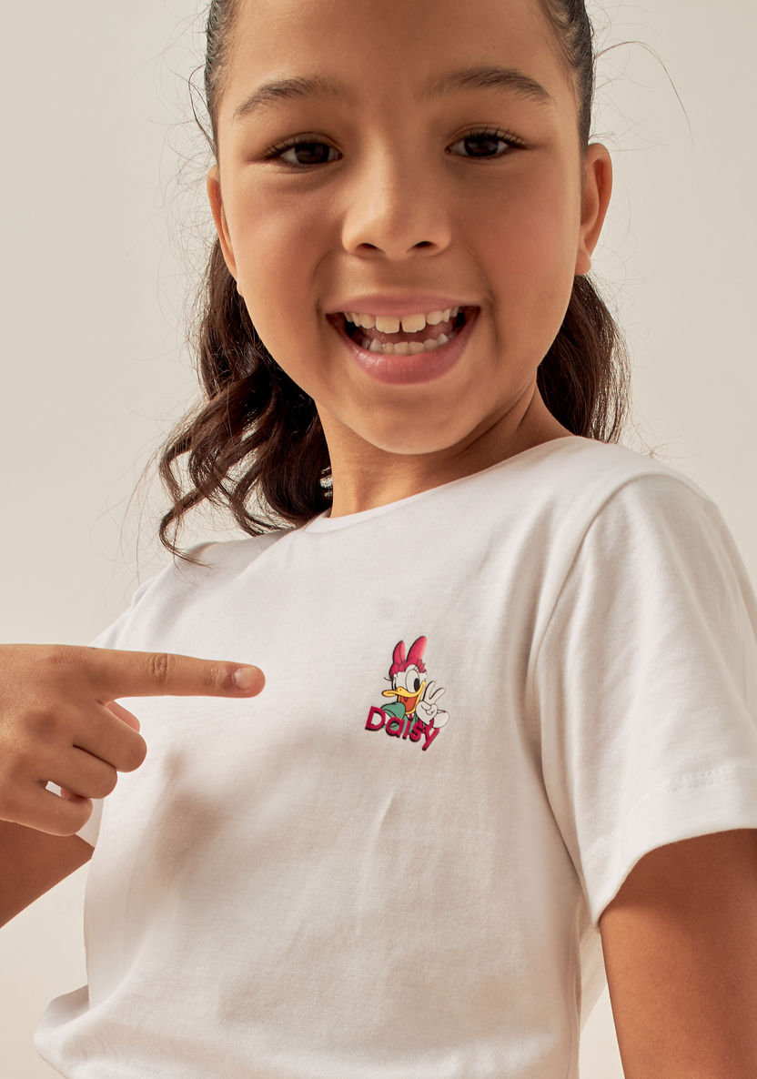 Disney Daisy Duck Print T-shirt with Crew Neck and Short Sleeves-Tops-image-2