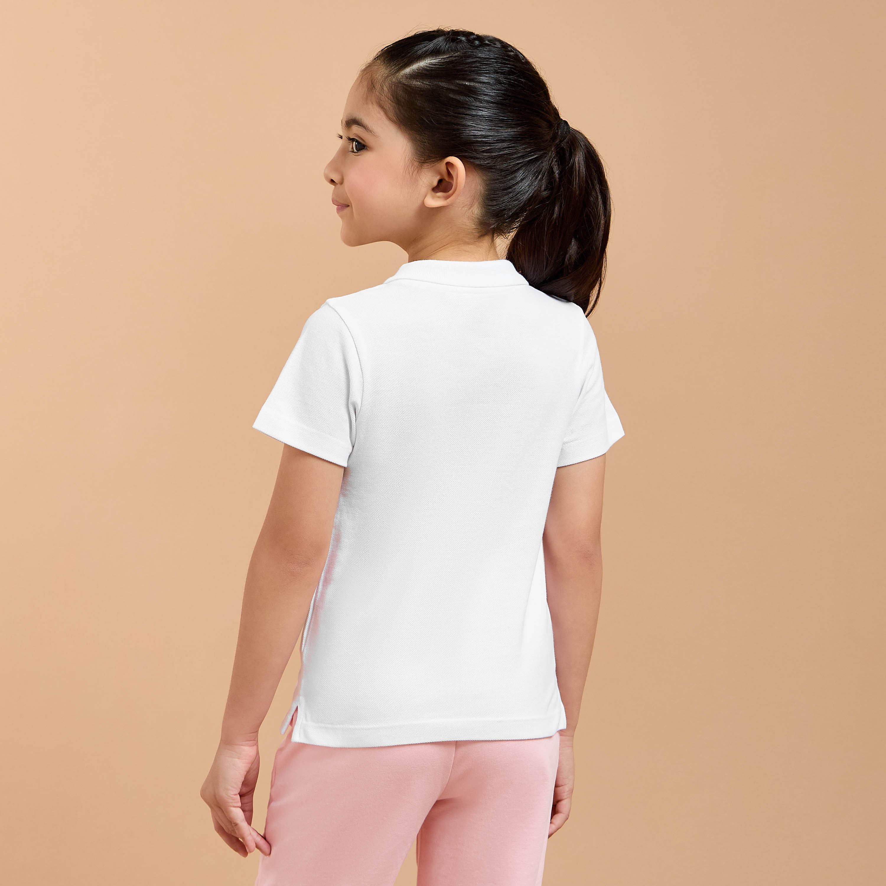 Angel Print Polo T-shirt with Short Sleeves-girls-clothing-tshirts-image-3