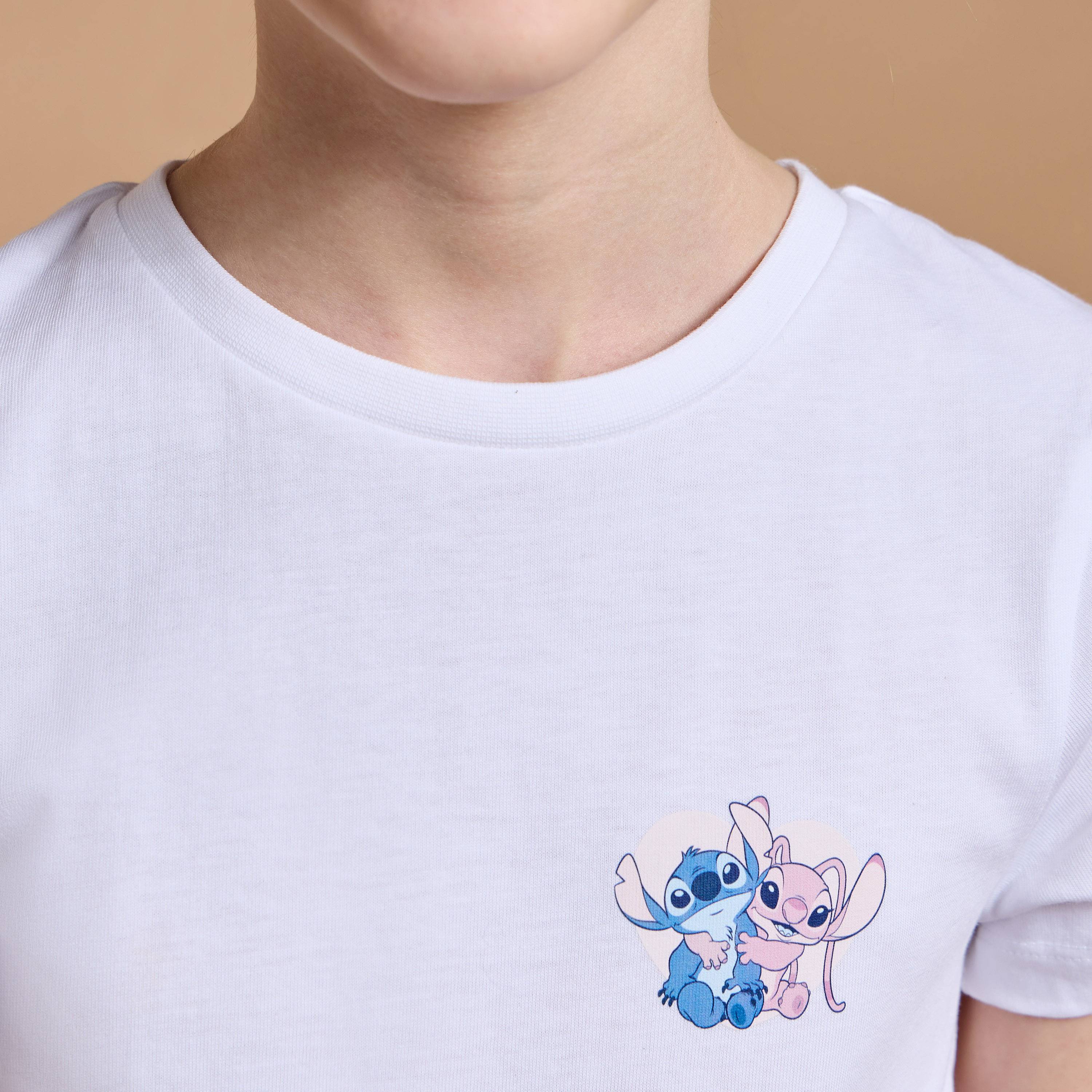Stitch Print Crew Neck T-shirt-girls-clothing-tshirts-image-4