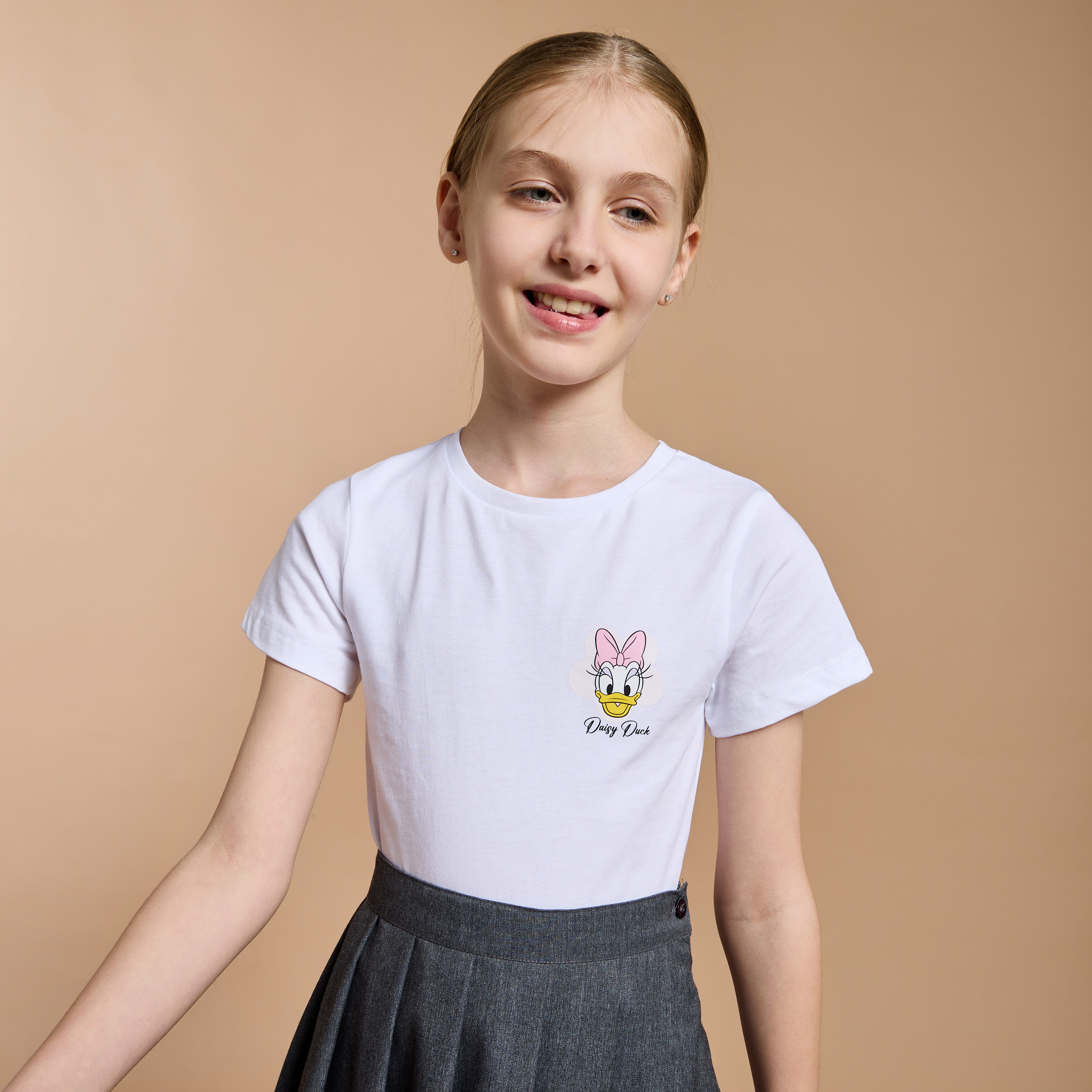 Disney Daisy Duck Print Crew Neck T-shirt-girls-clothing-tshirts-image-1