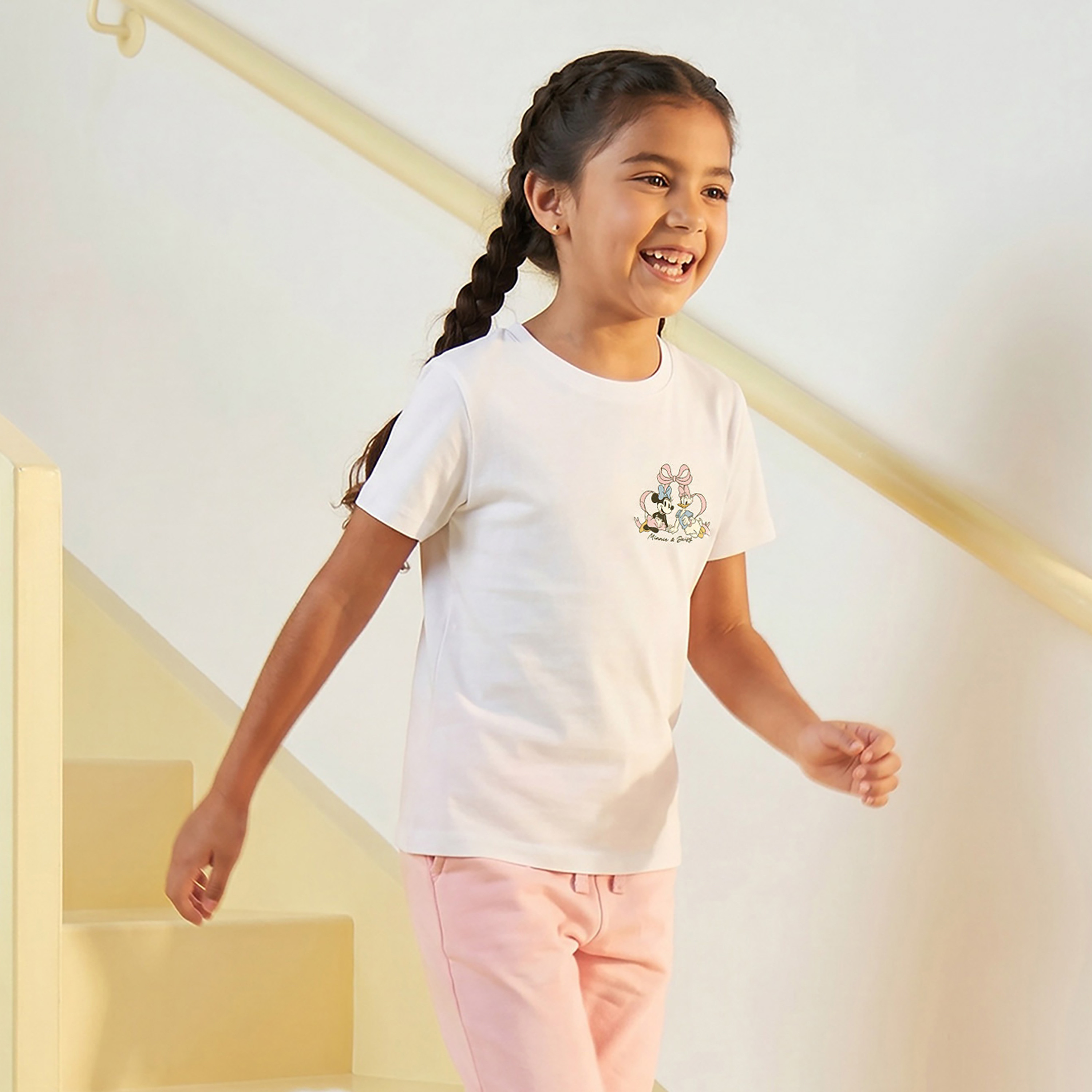Disney Crew Neck Short Sleeves T-shirt with Minnie Mouse and Daisy Duck Print-girls-clothing-schoolwear-tshirts-image-1