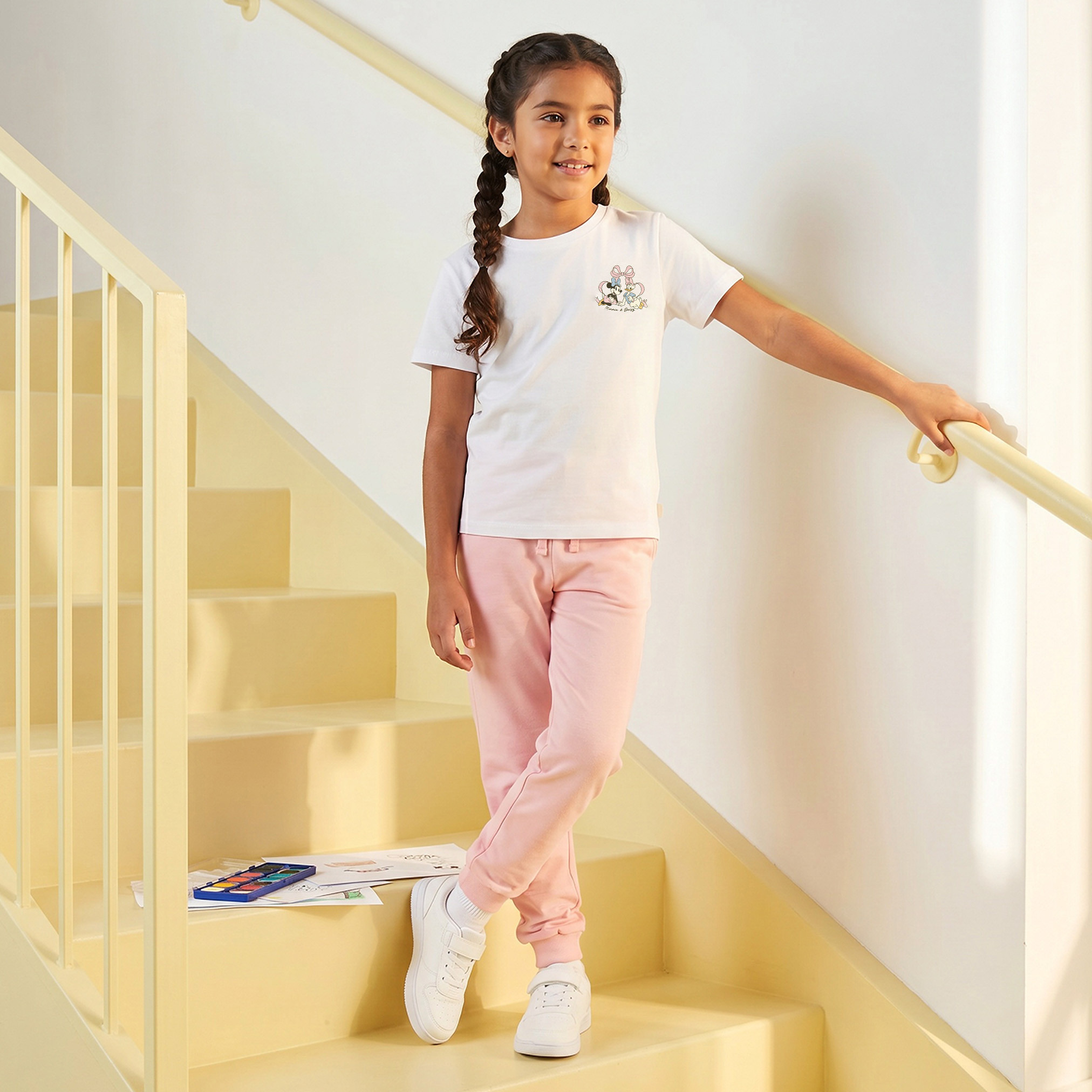 Disney Crew Neck Short Sleeves T-shirt with Minnie Mouse and Daisy Duck Print-girls-clothing-schoolwear-tshirts-image-4