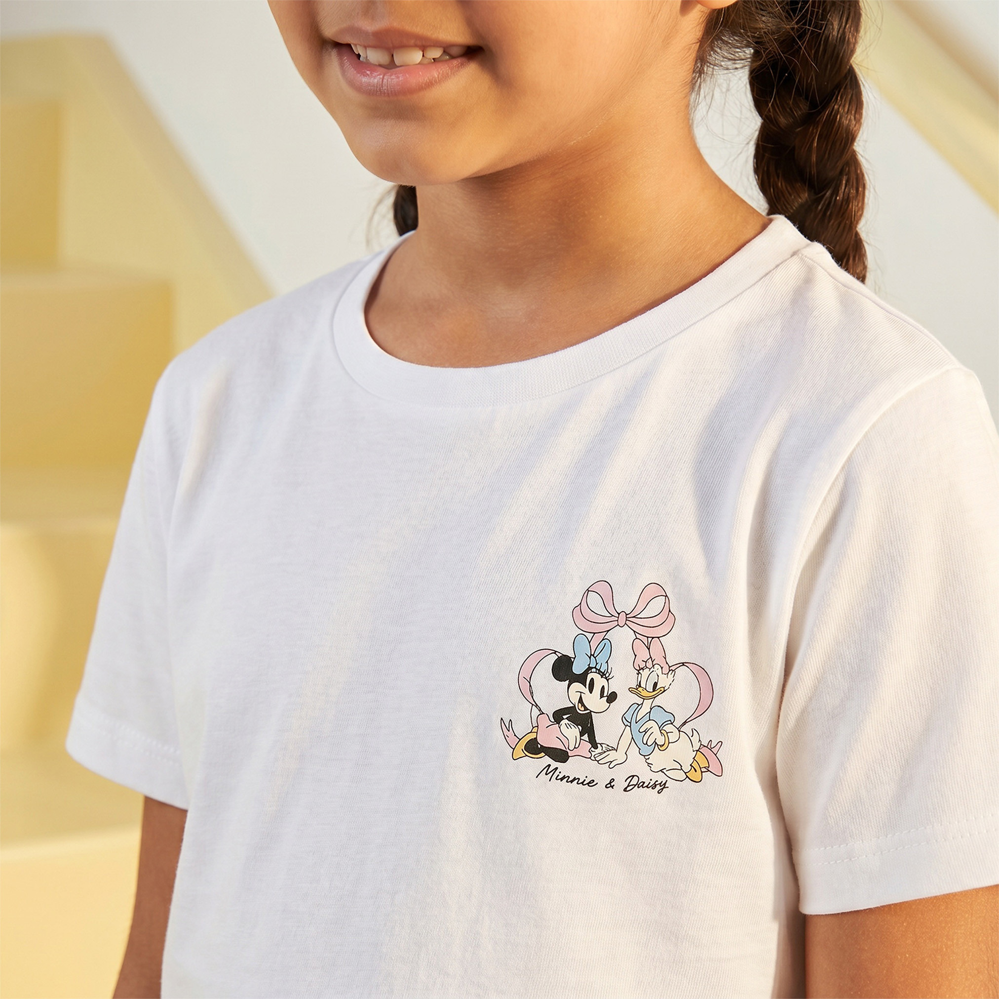 Disney Crew Neck Short Sleeves T-shirt with Minnie Mouse and Daisy Duck Print-girls-clothing-schoolwear-tshirts-image-5
