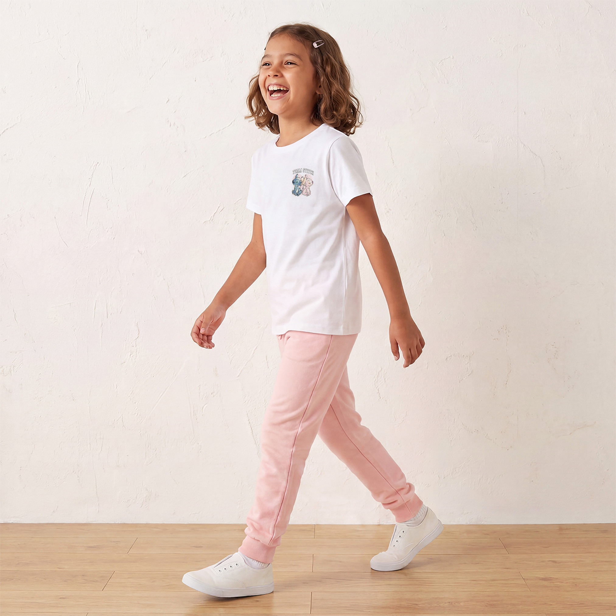 Disney Crew Neck Short Sleeves T-shirt with Stitch and Angel Print-girls-clothing-schoolwear-tshirts-image-6
