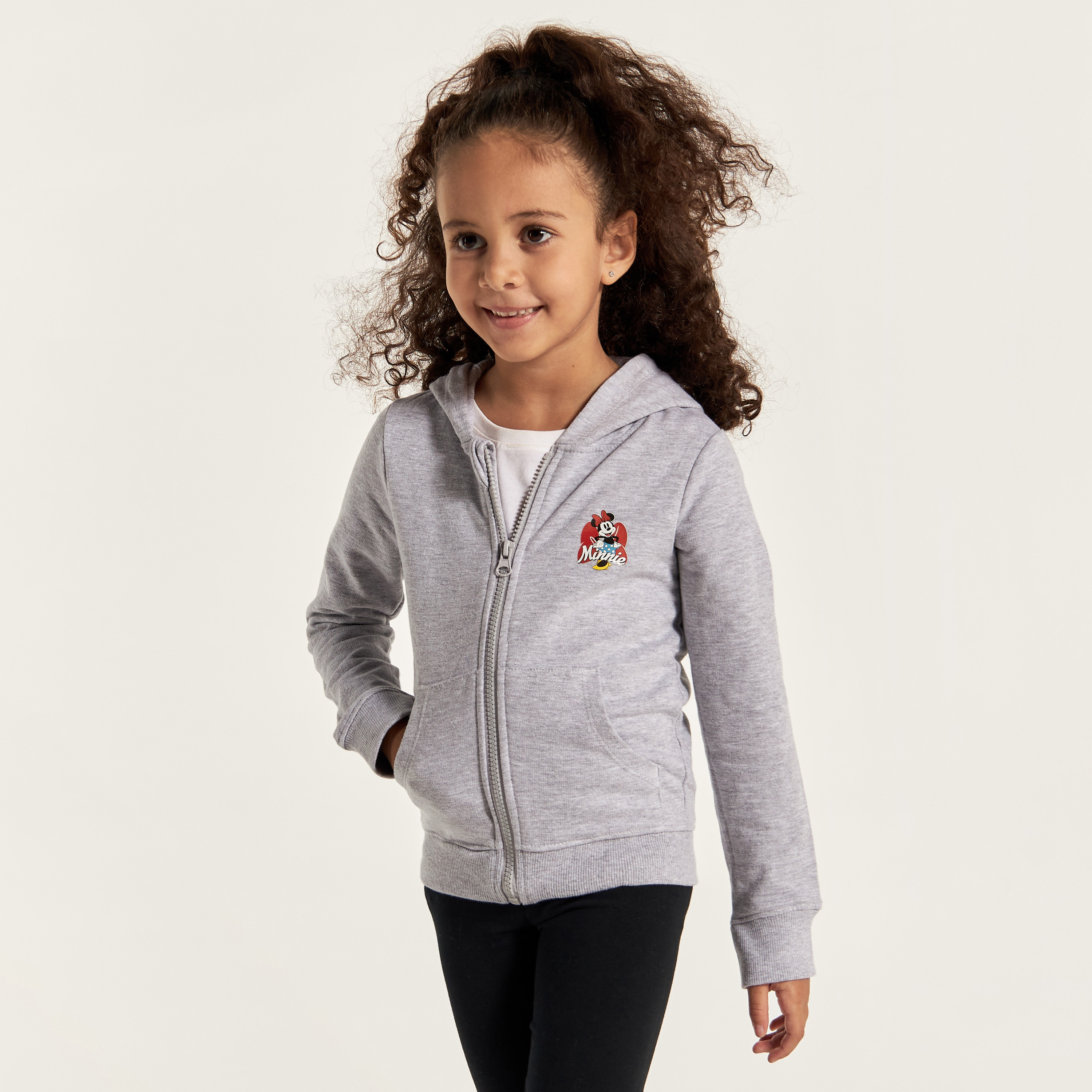 سويت شيرت بقبعة وأكمام طويلة وطبعات ميني ماوس من ديزني-girls-clothing-winterwear-jacketsandcoats-image-2