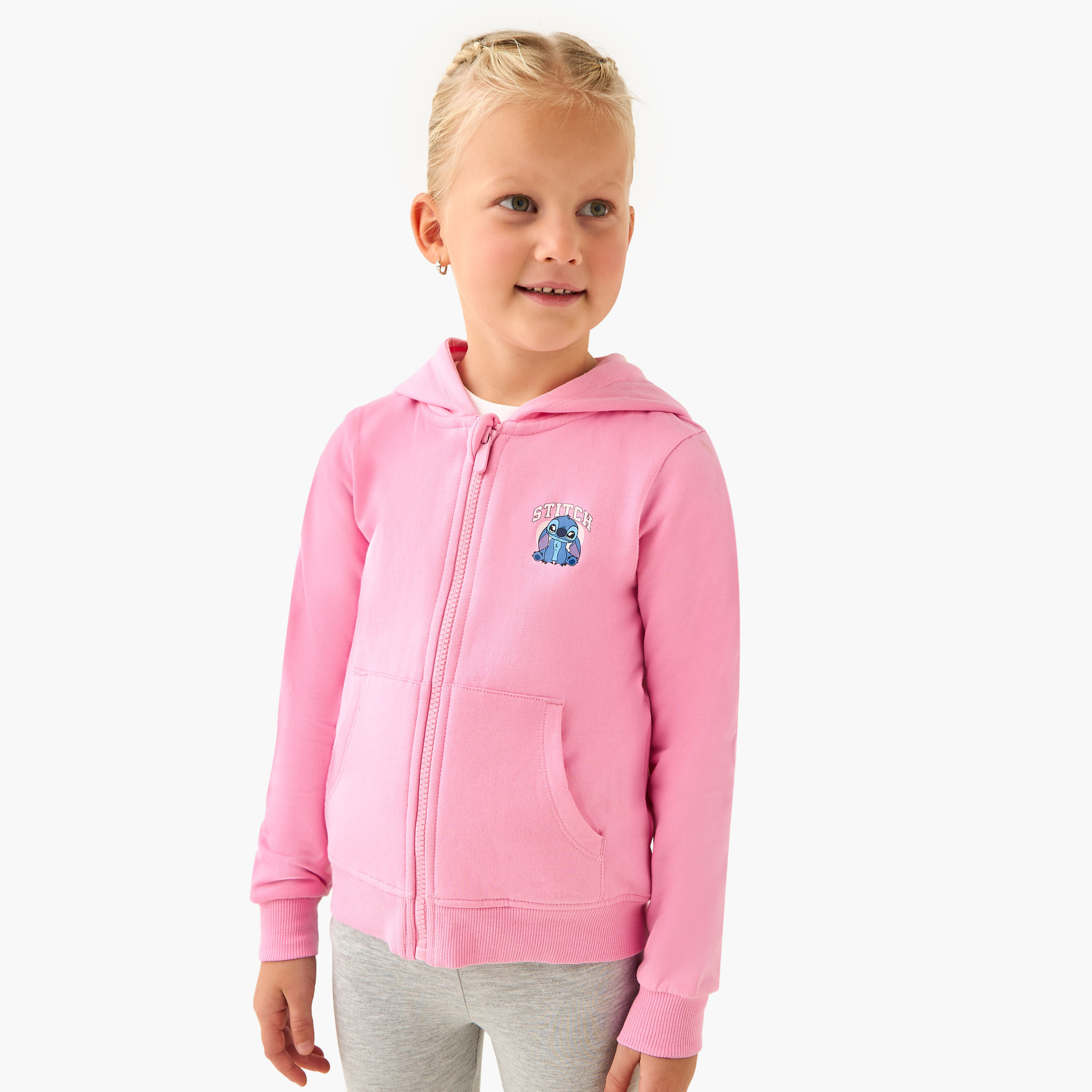 Disney Stitch Print Jacket with Hood-girls-clothing-winterwear-sweatshirts-image-1