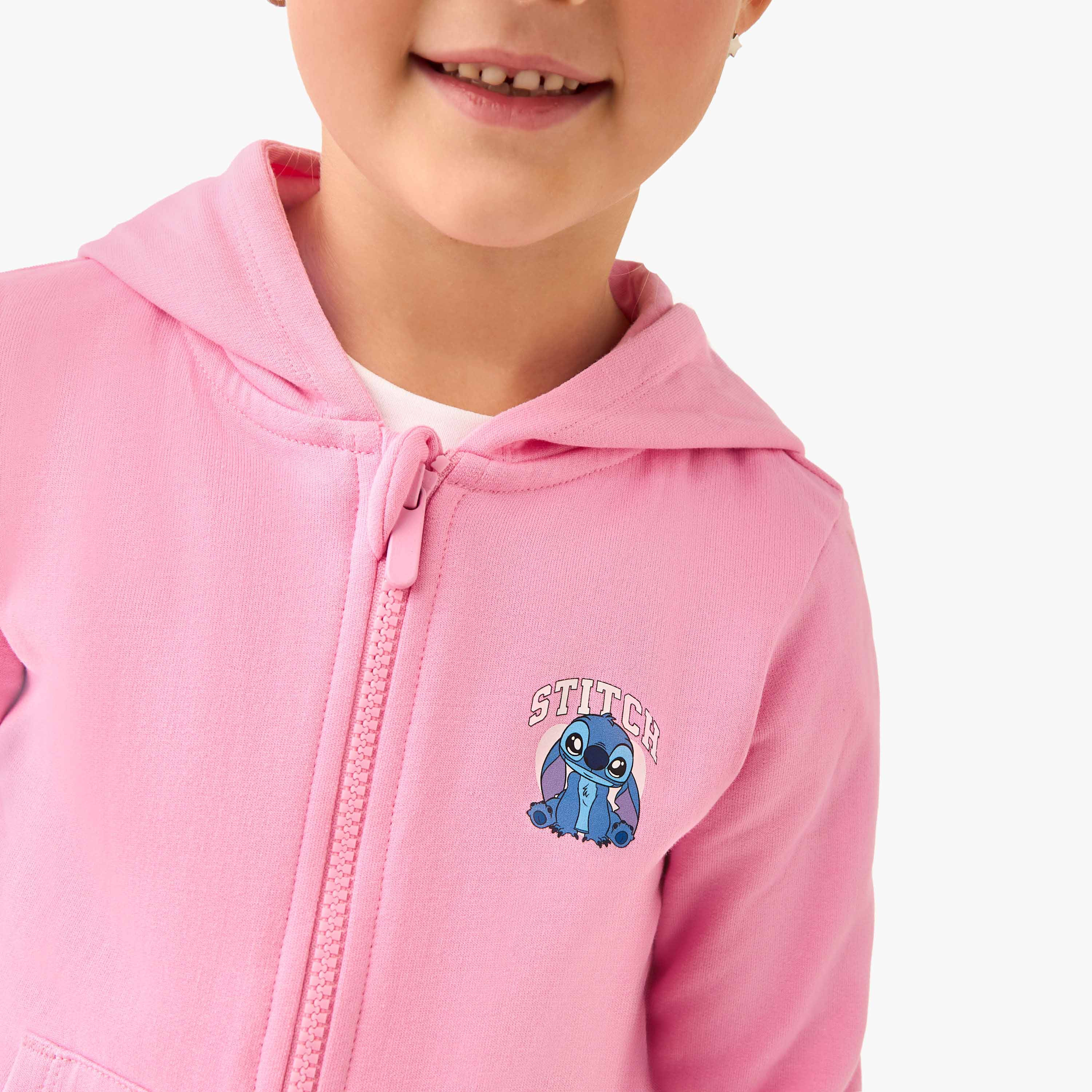 Disney Stitch Print Jacket with Hood-girls-clothing-winterwear-sweatshirts-image-4