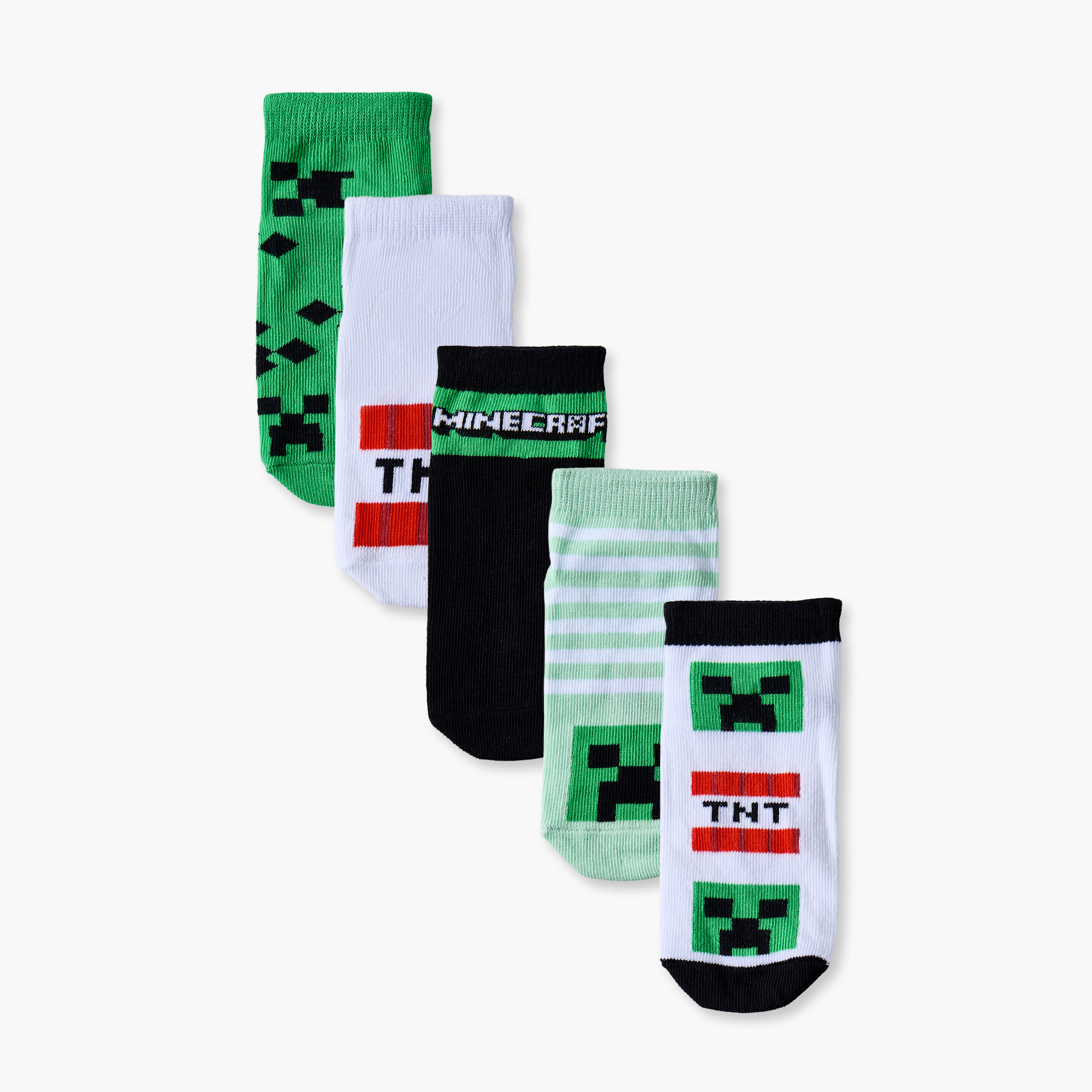 Pack of 5 Minecraft Boys Socks Ankle Length-boys-accessories-socks-image-1