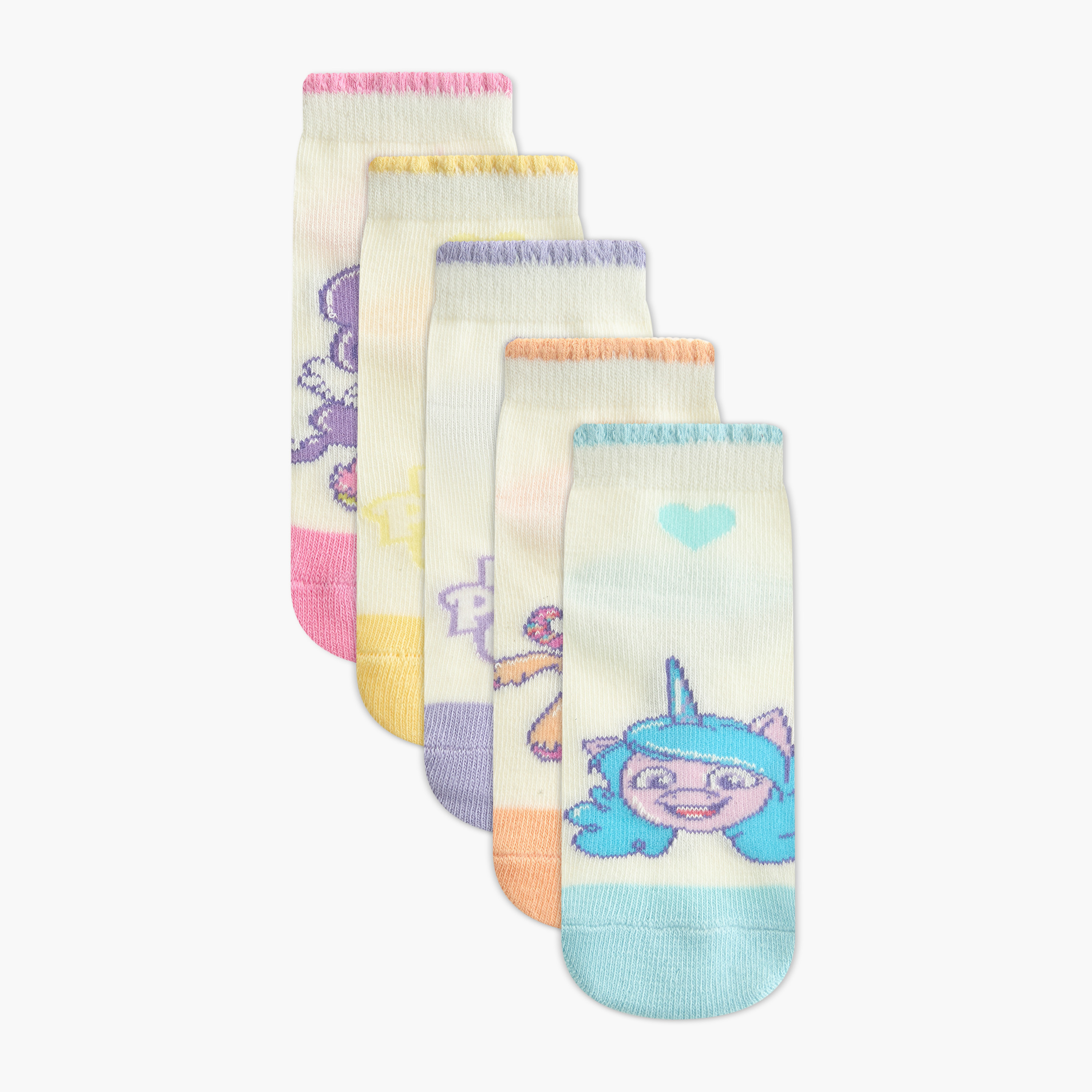 Hasbro My Litte Pony Print Ankle Length Socks - Set of 5-baby-girls-accessories-socks-image-1