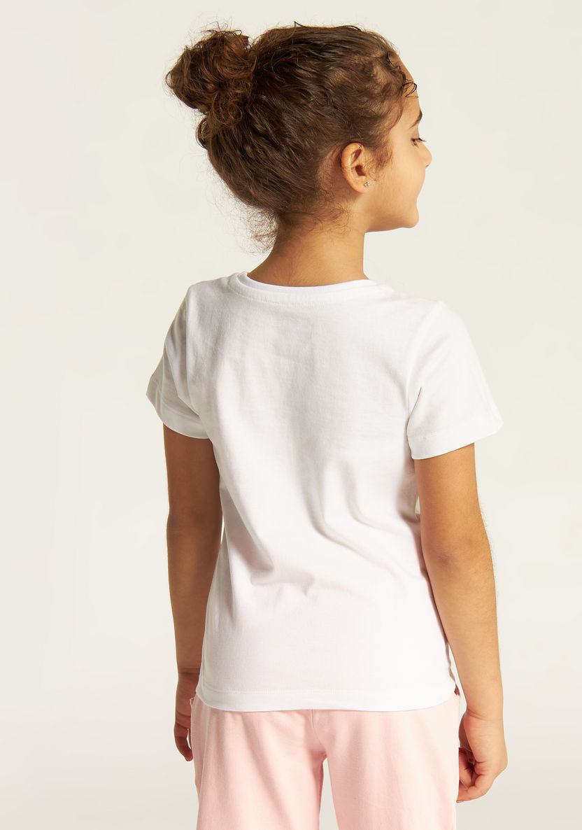 Printed T-shirt with Round Neck and Short Sleeves-Tops-image-3