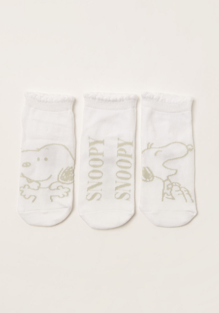 Snoopy Dog Texture Ankle Length Socks - Set of 3-Socks-image-0