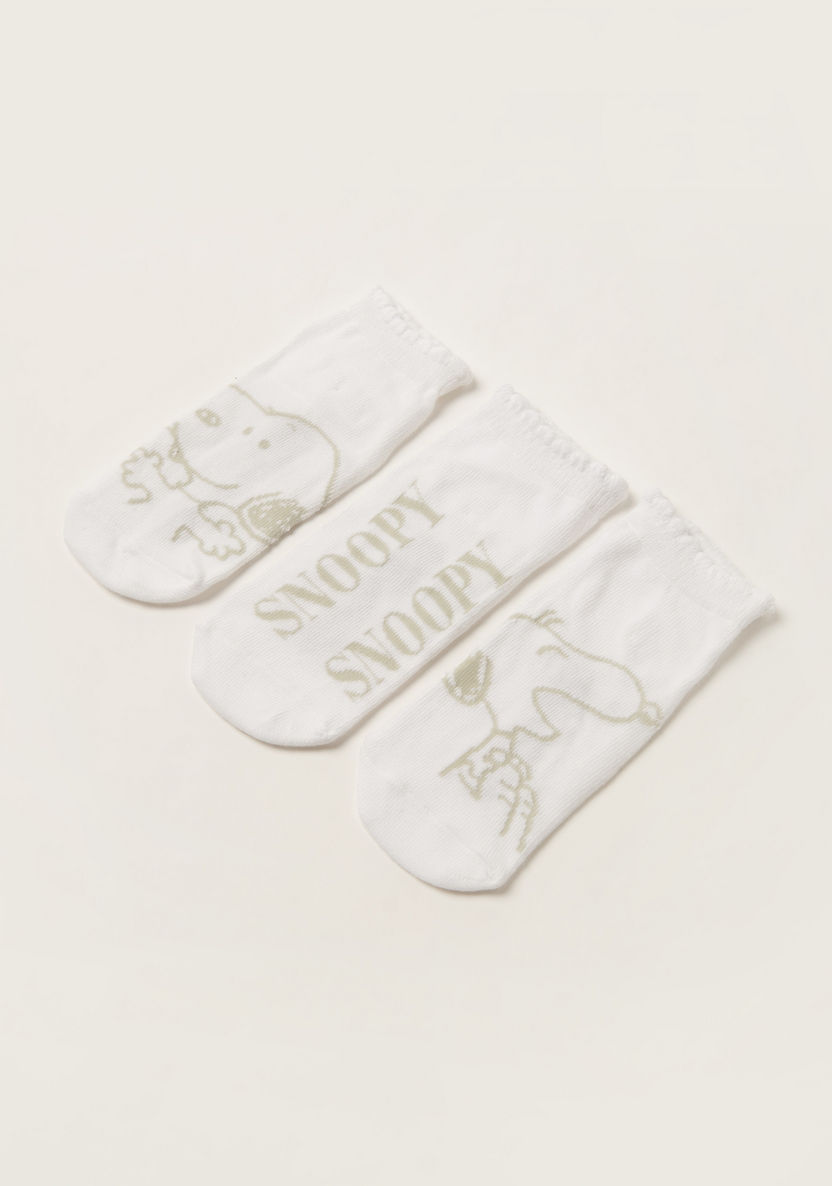 Snoopy Dog Texture Ankle Length Socks - Set of 3-Socks-image-1