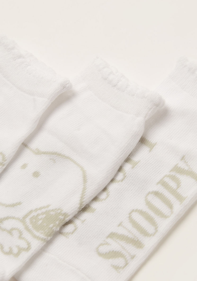 Snoopy Dog Texture Ankle Length Socks - Set of 3-Socks-image-2