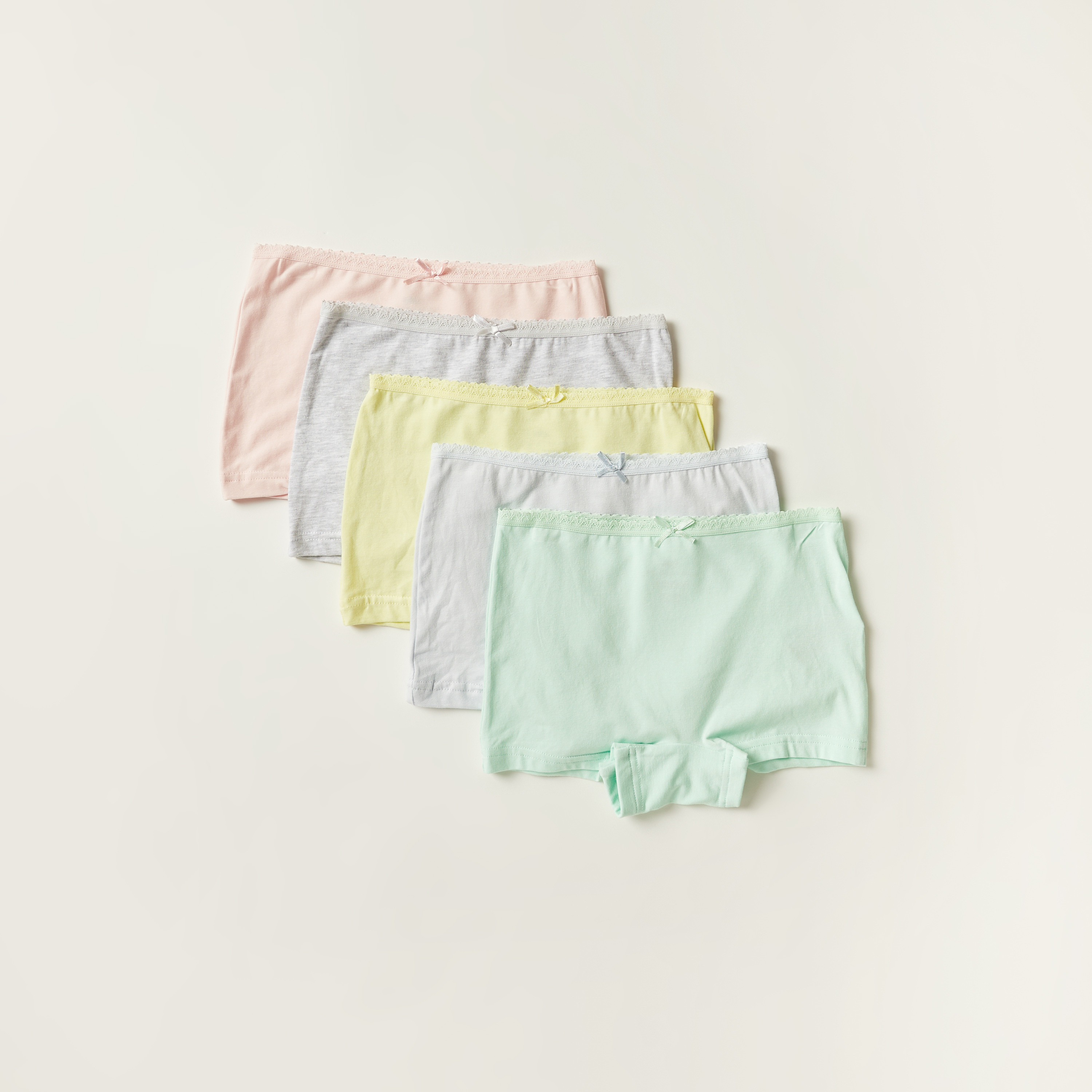 Juniors Solid Boxers with Bow Detail - Set of 5-girls-clothing-innerwear-panties-image-1