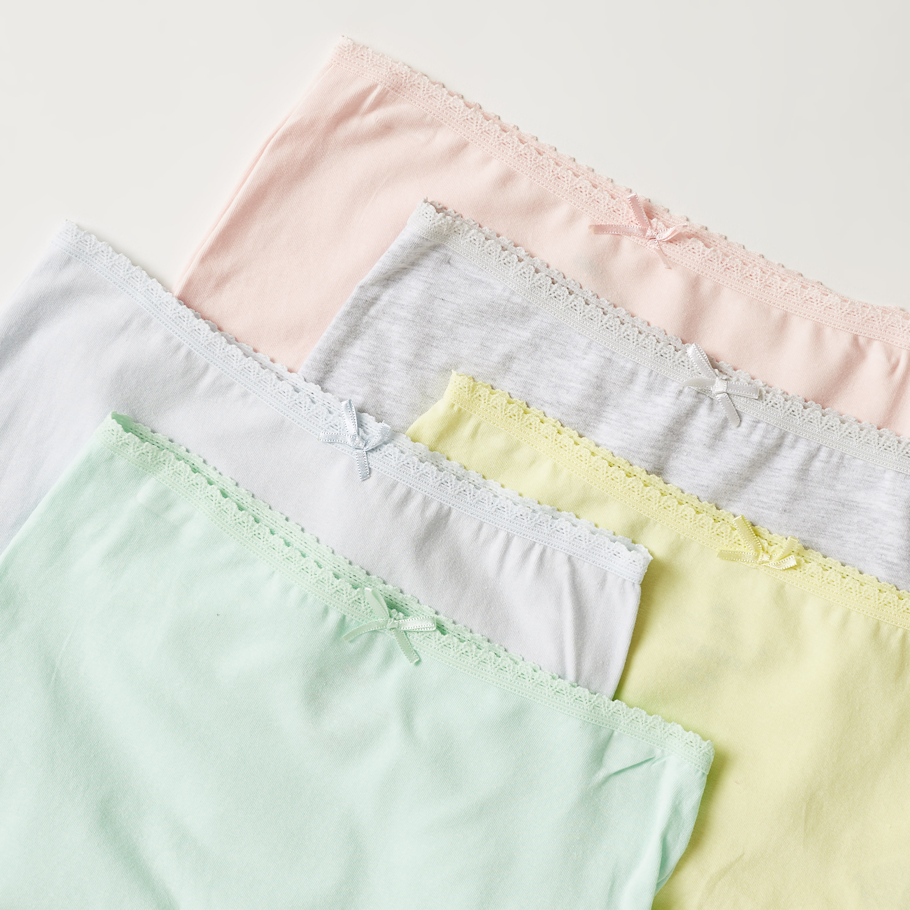 Juniors Solid Boxers with Bow Detail - Set of 5-girls-clothing-innerwear-panties-image-2