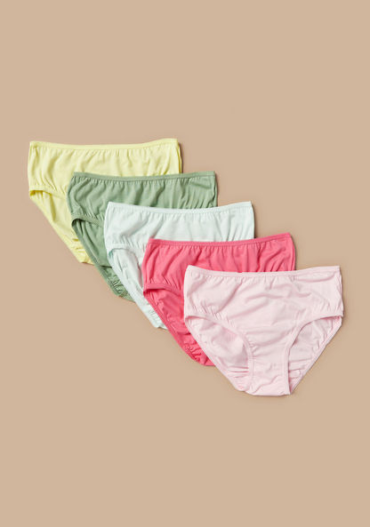 Juniors Solid Briefs with Elasticated Waistband - Set of 5-Panties-image-0