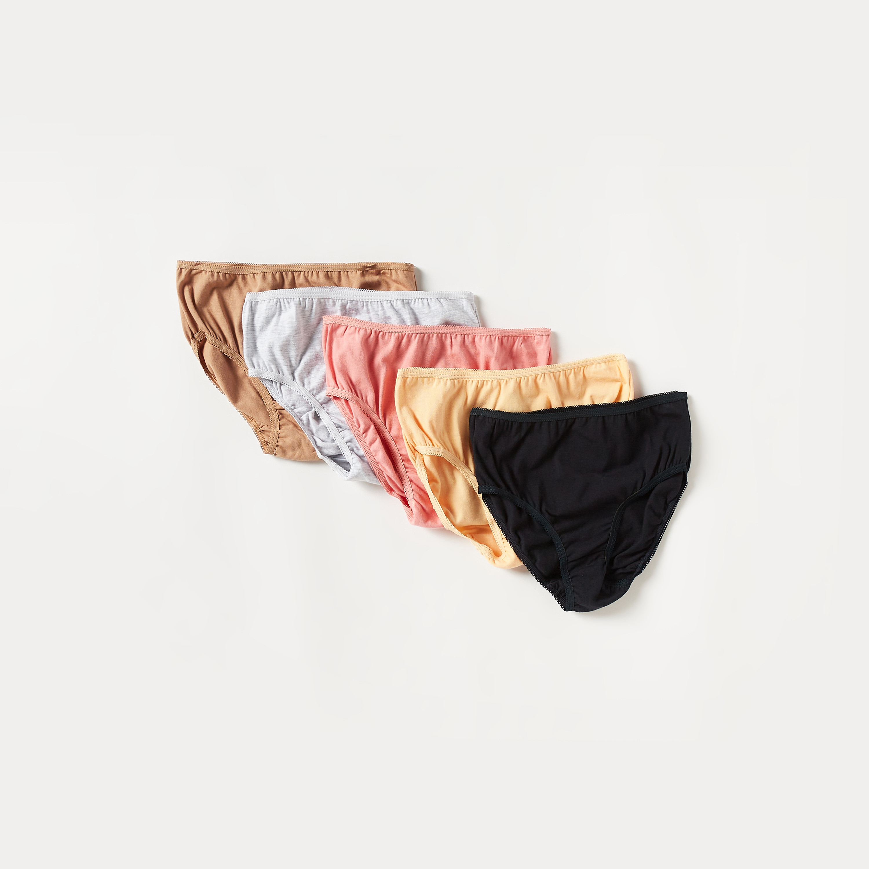Juniors Solid Briefs with Lace Detail and Elasticated Waistband - Set of 5-girls-clothing-multipacks-image-1