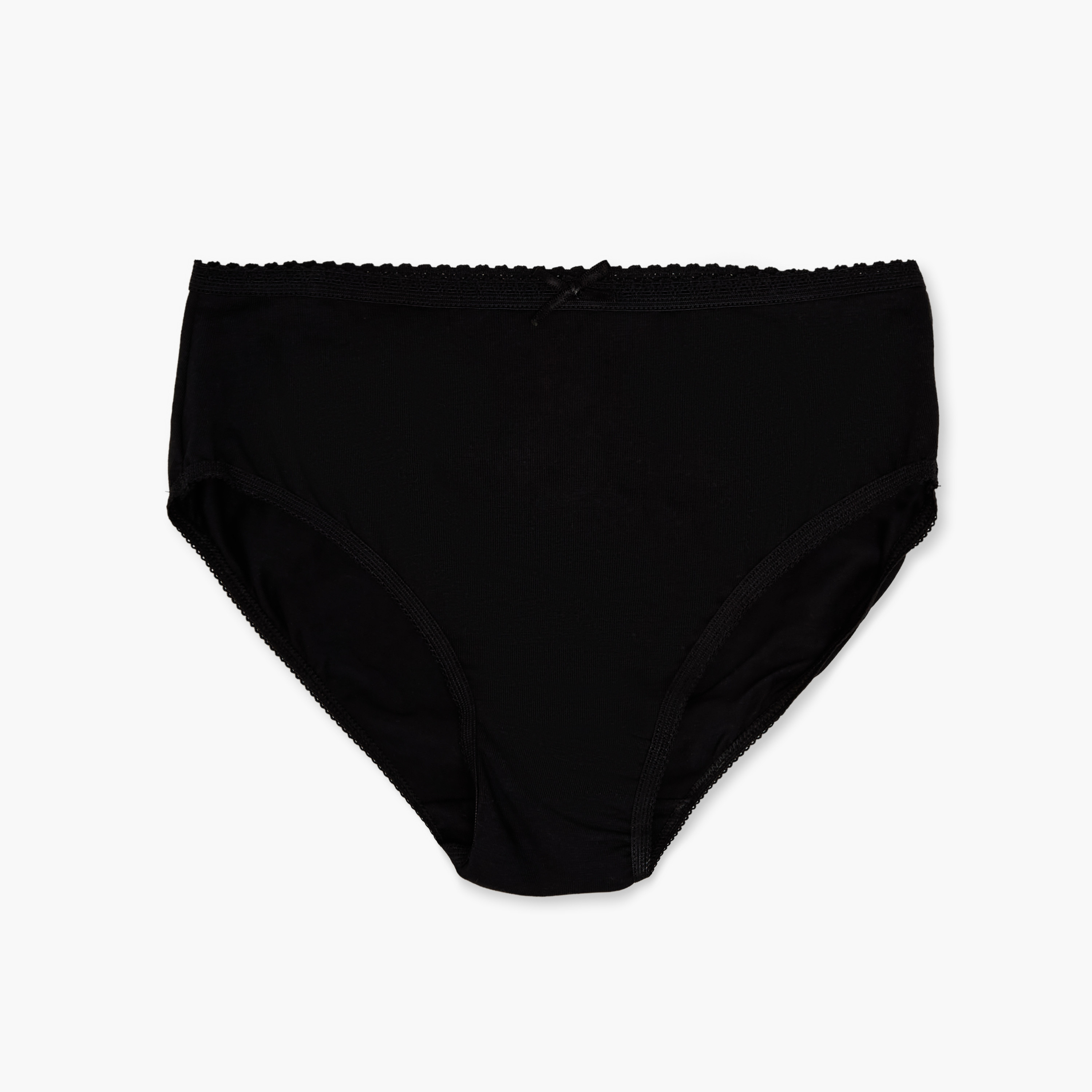 Juniors Solid Briefs with Lace Detail and Elasticated Waistband - Set of 5-girls-clothing-multipacks-image-5