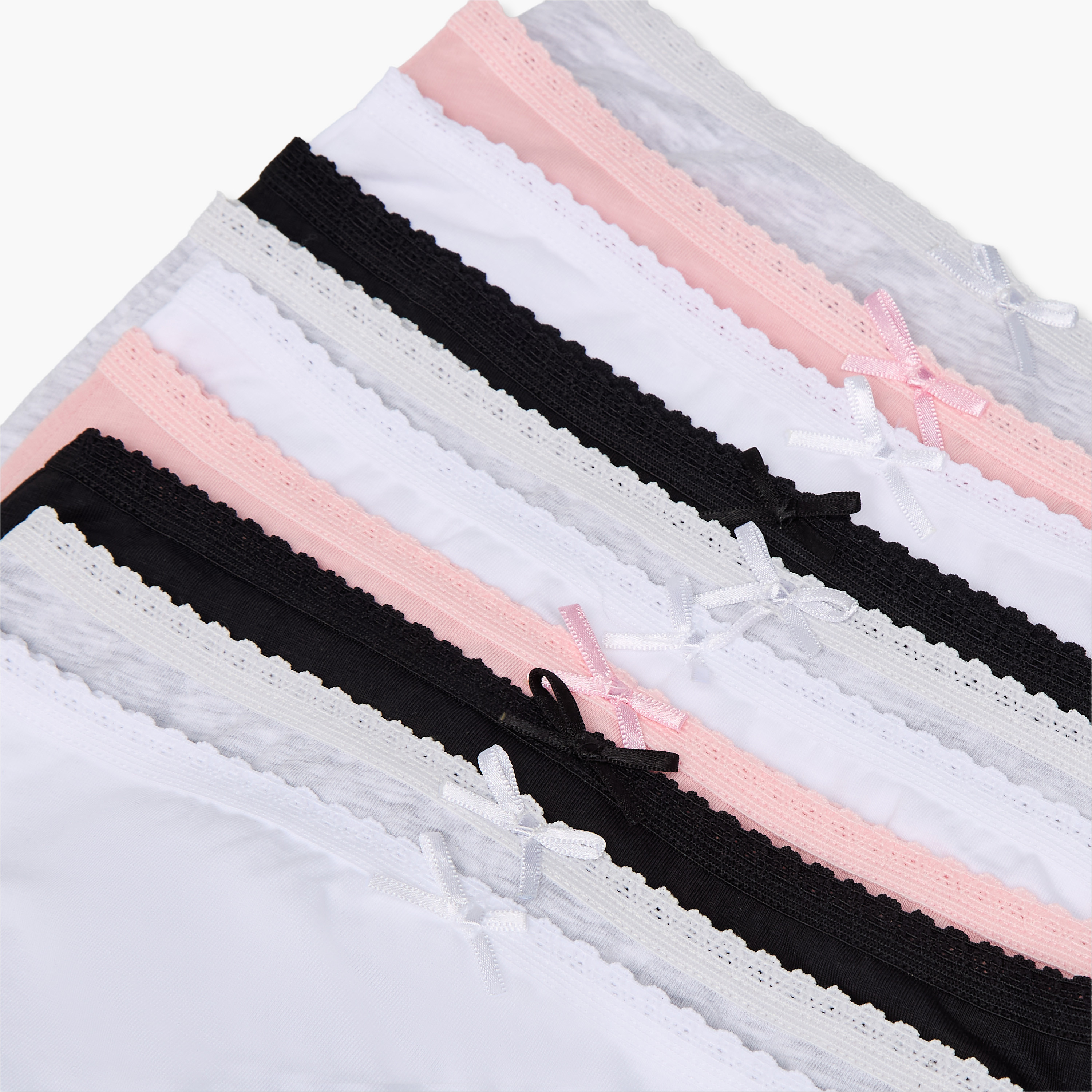 Juniors Solid Briefs with Lace Detail and Elasticated Waistband - Set of 5-girls-clothing-multipacks-image-6