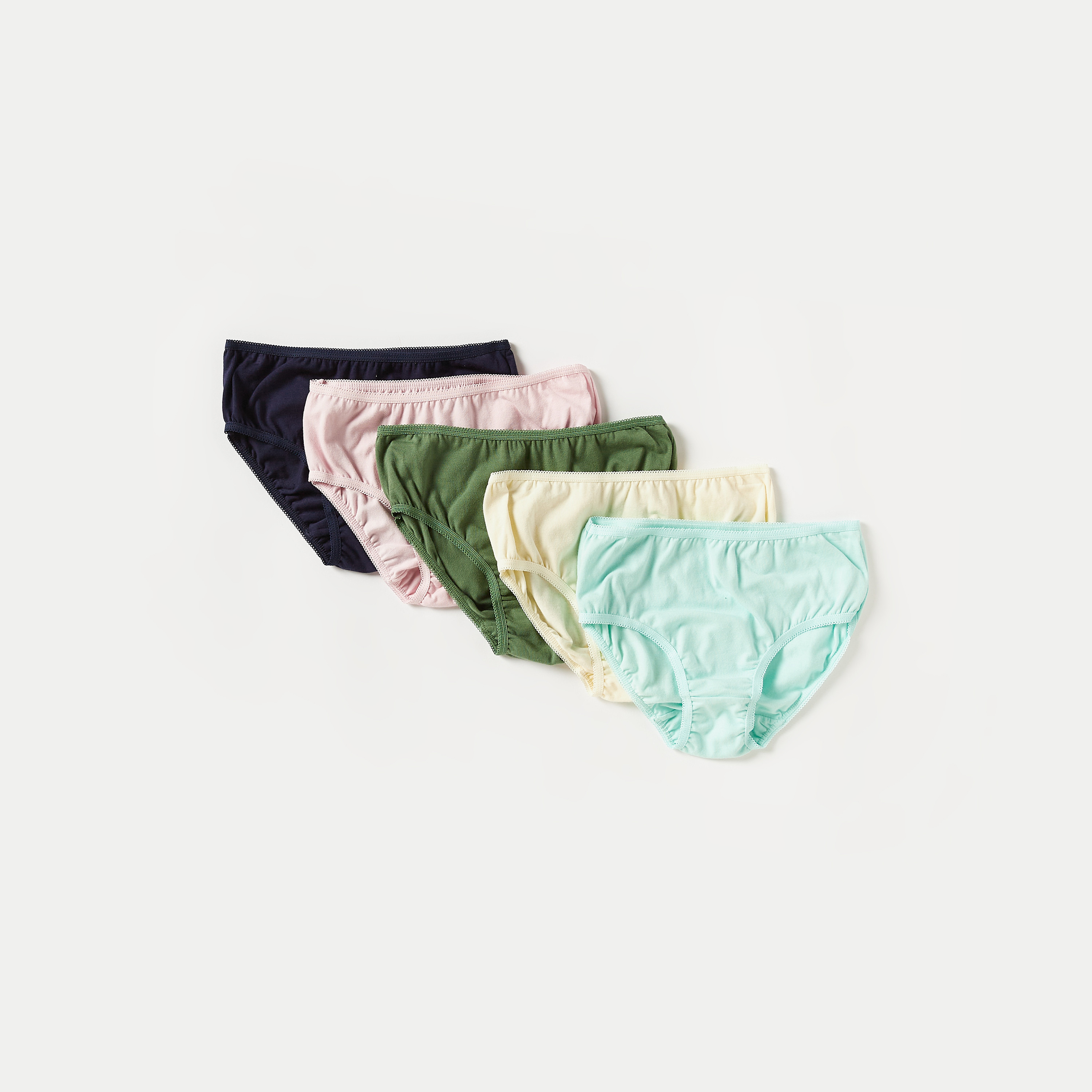 Juniors Solid Briefs with Lace Detail and Elasticated Waistband - Set of 5-girls-clothing-multipacks-image-1