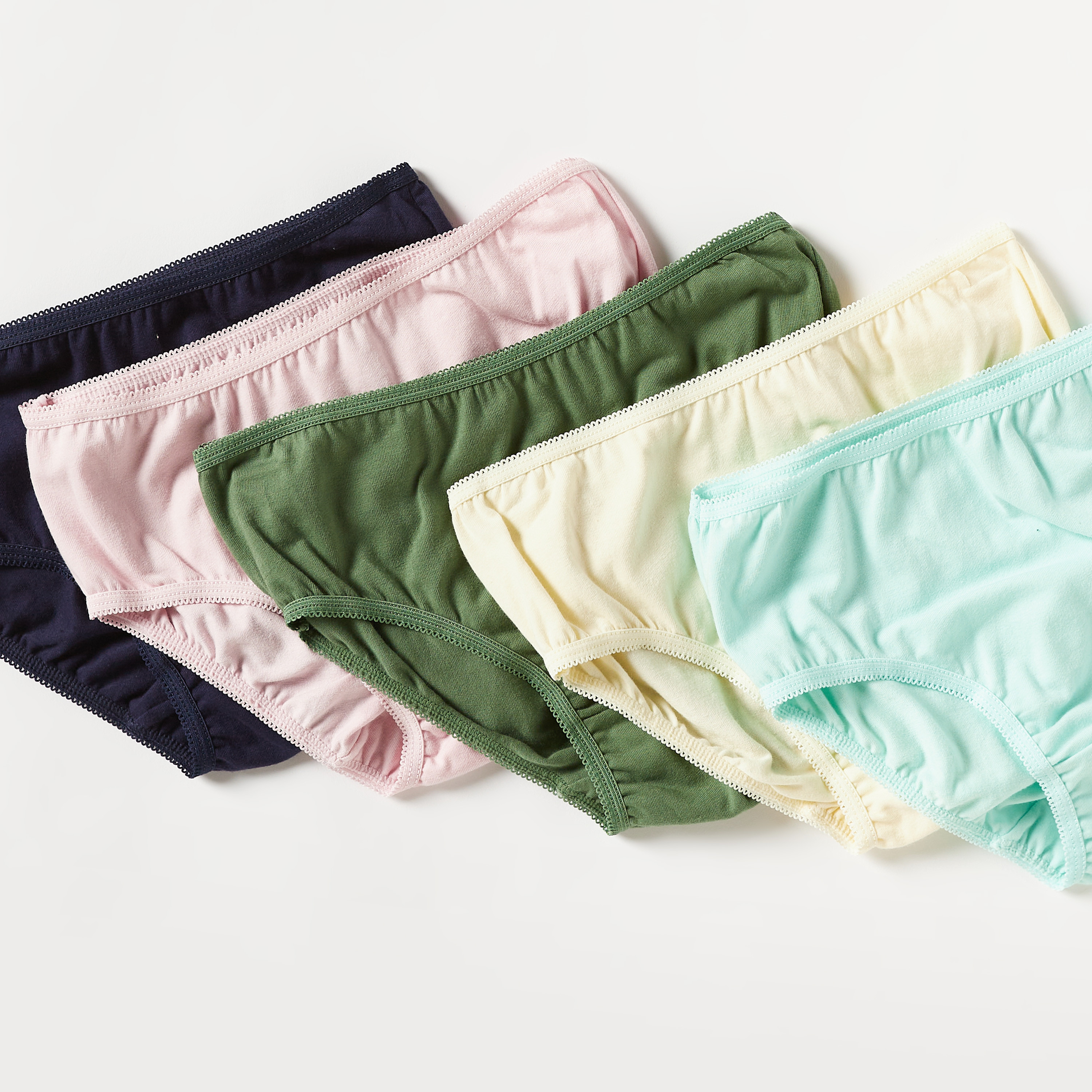 Juniors Solid Briefs with Lace Detail and Elasticated Waistband - Set of 5-girls-clothing-multipacks-image-2