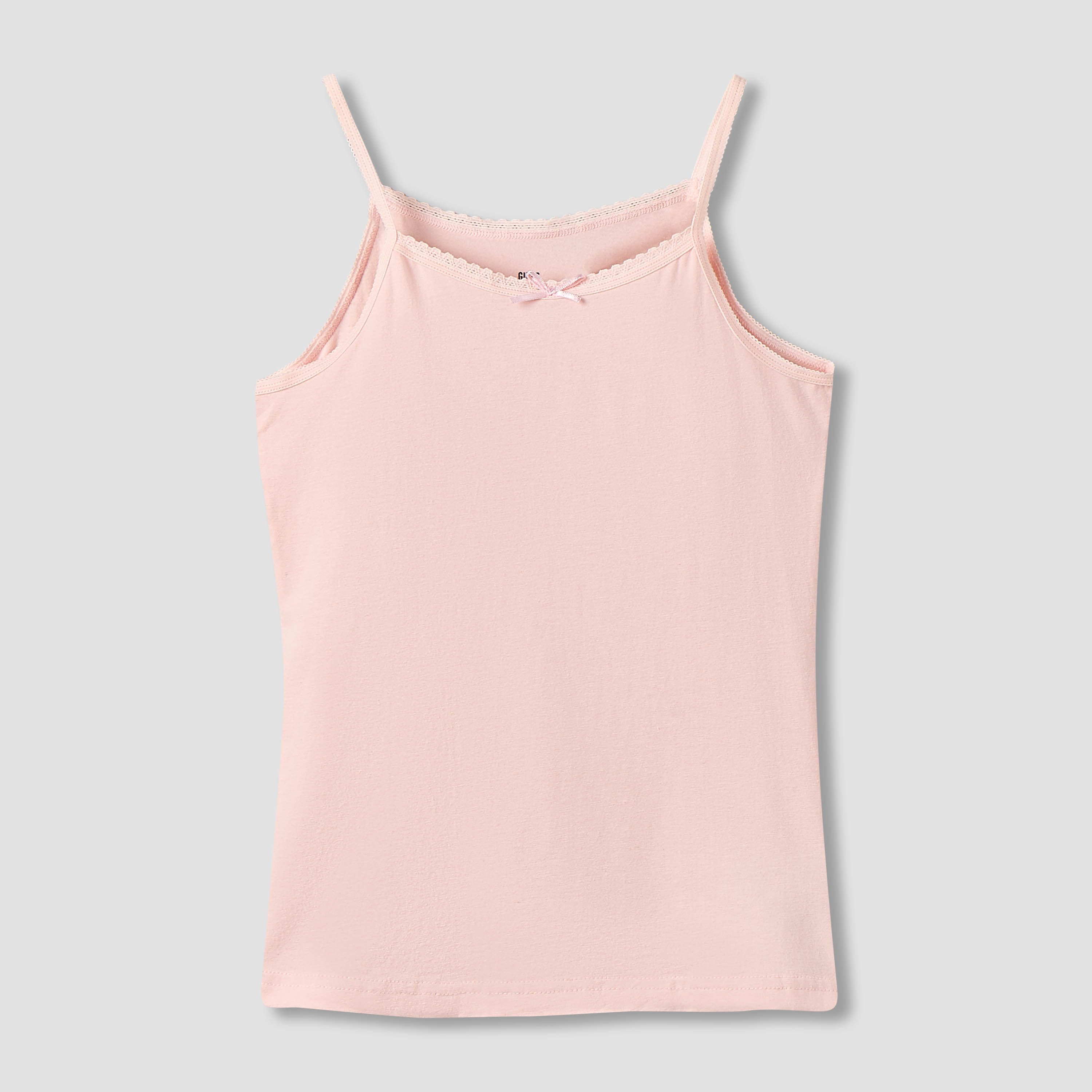 Juniors Solid Camisole with Scallop Trim and Bow Detail - Set of 5-girls-clothing-innerwear-vests-image-2