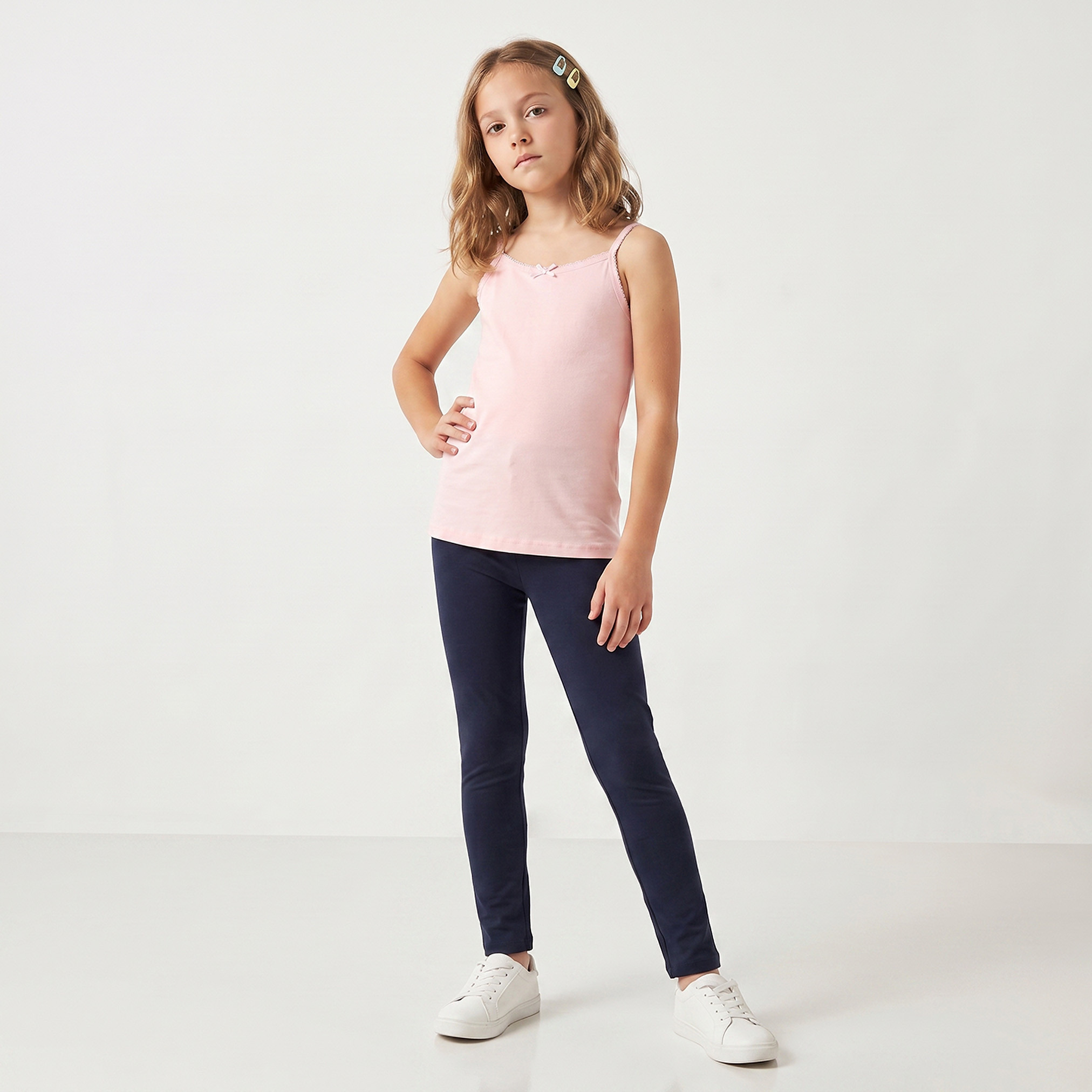 Juniors Solid Camisole with Scallop Trim and Bow Detail - Set of 5-girls-clothing-innerwear-vests-image-9
