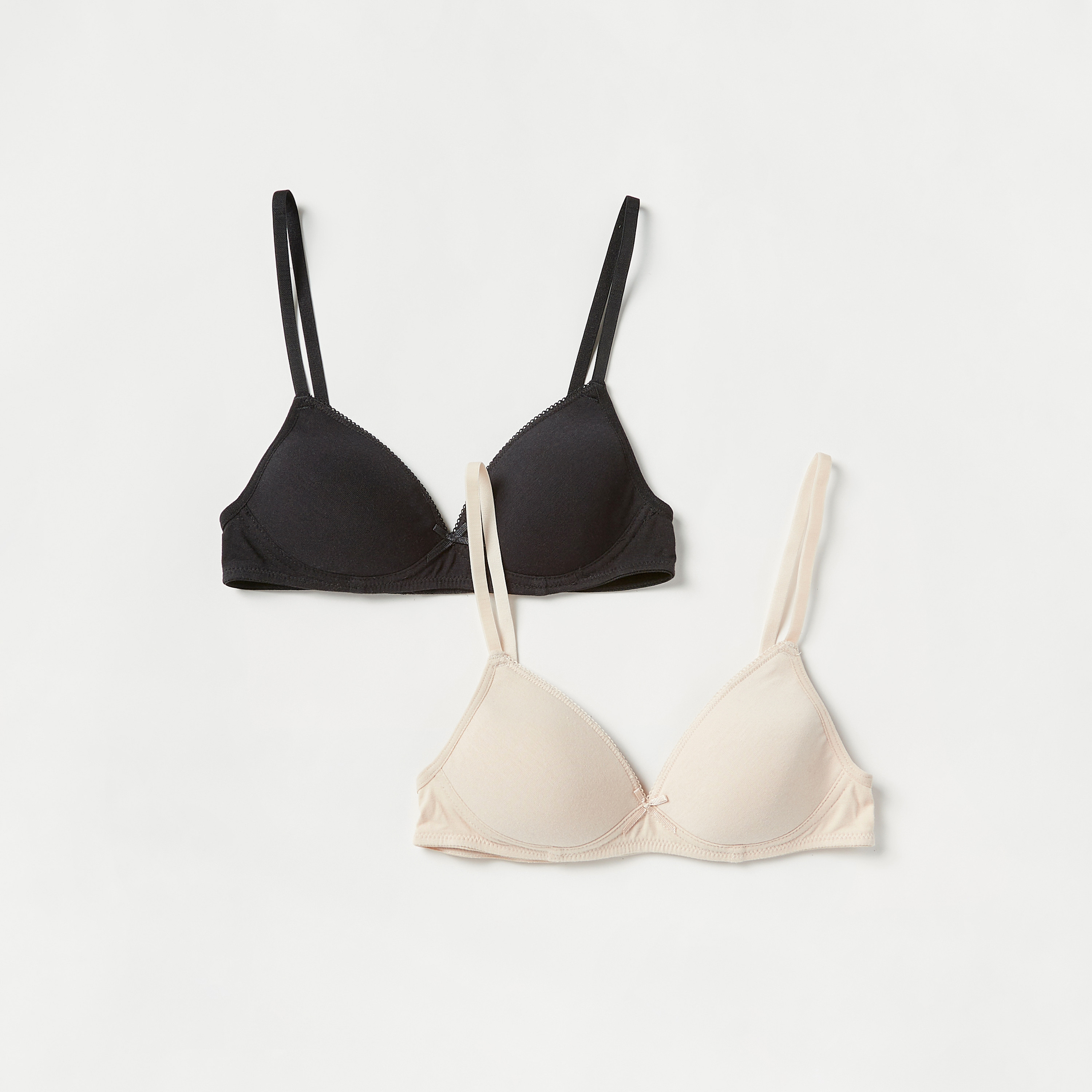 Juniors Solid Laced Padded Bra with Hook and Eye Closure - Set of 2-girls-clothing-innerwear-bras-image-1