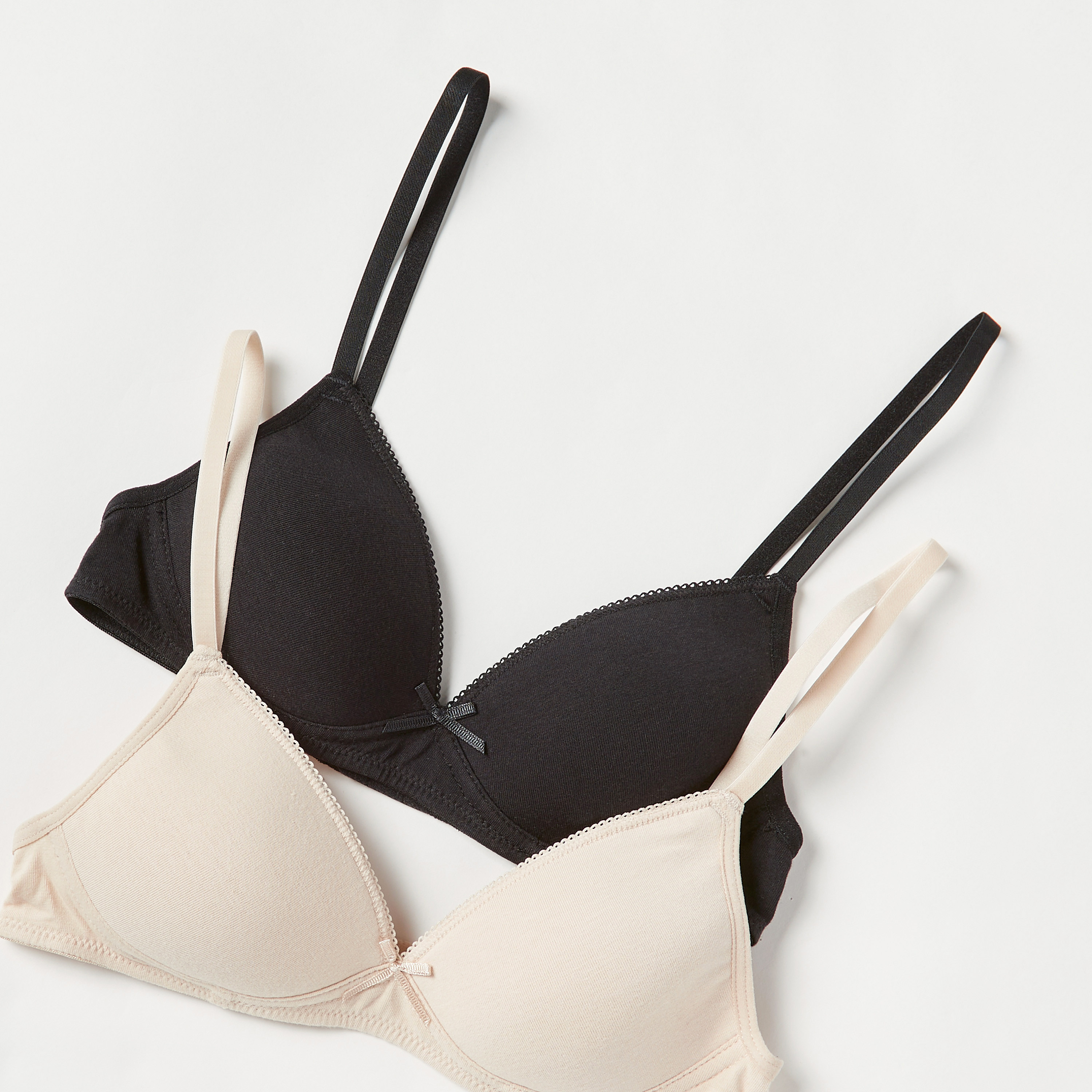 Juniors Solid Laced Padded Bra with Hook and Eye Closure - Set of 2-girls-clothing-innerwear-bras-image-4