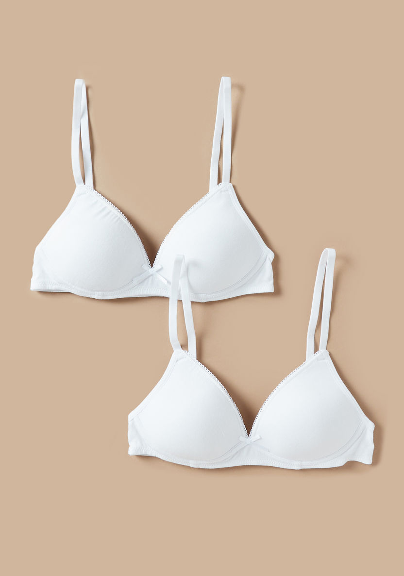 Juniors Solid Padded Bra with Hook and Eye Closure - Set of 2-Bras-image-0