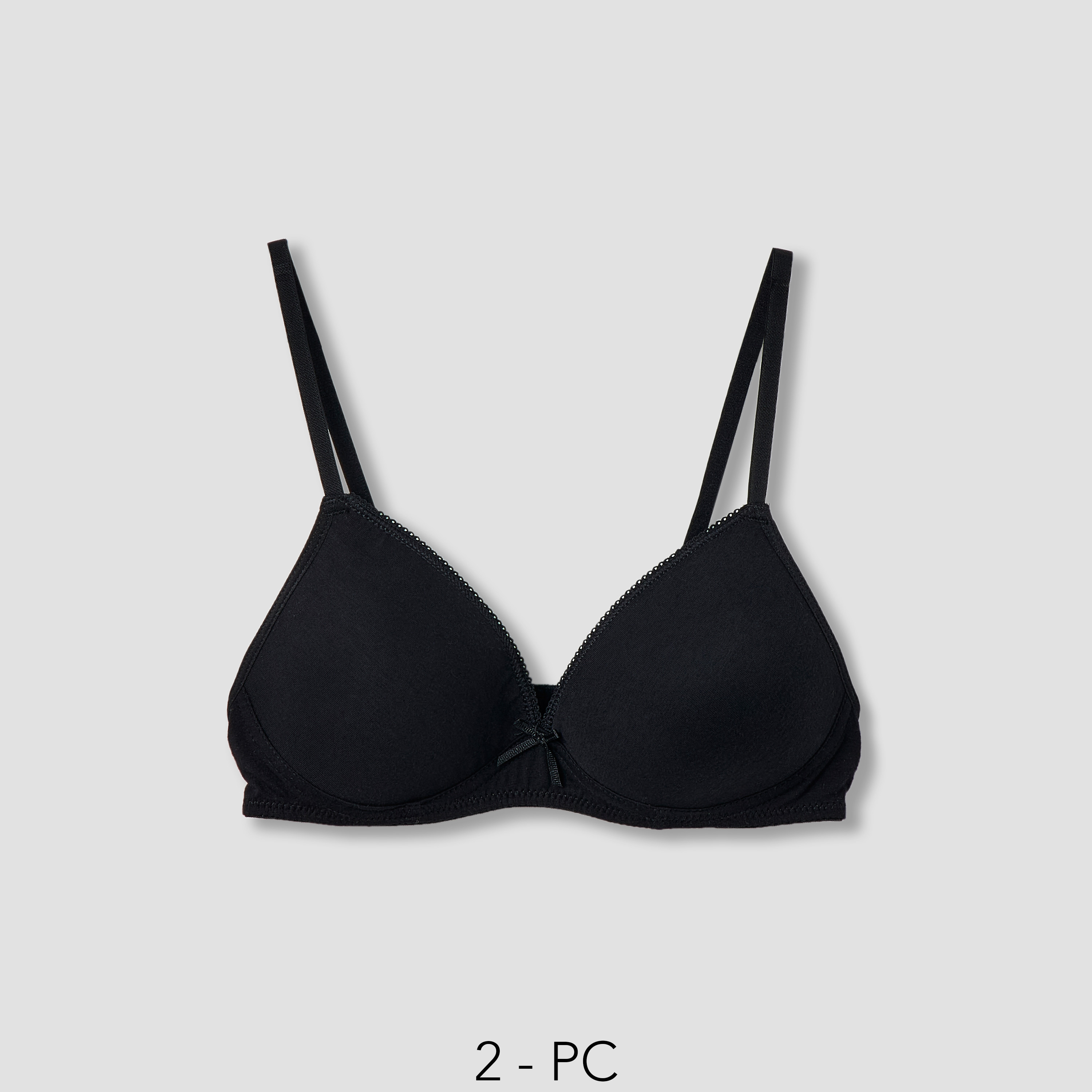 Juniors Solid Plunge Bra with Lace Detail and Adjustable Strap - Set of 2-girls-clothing-innerwear-bras-image-1
