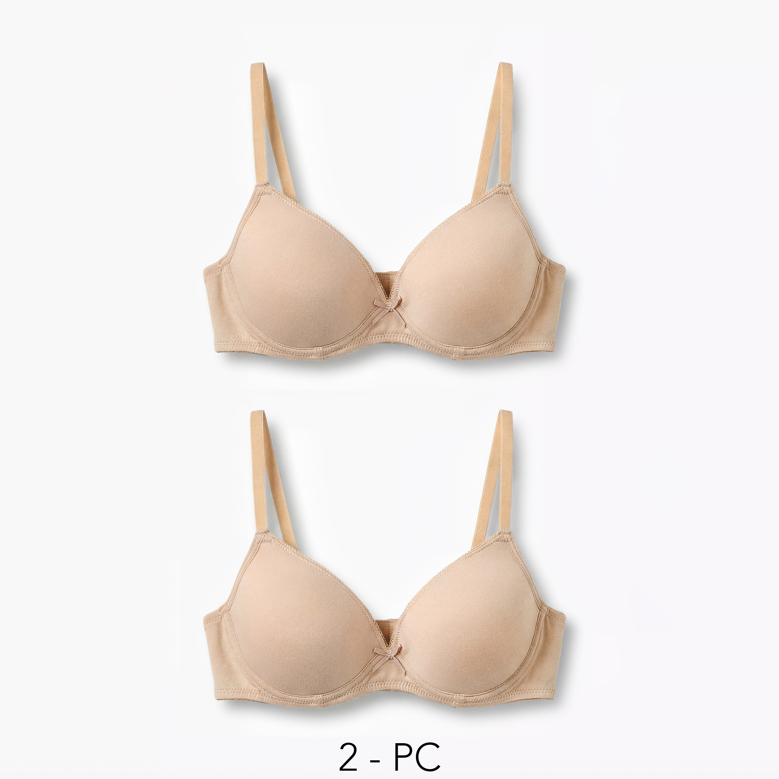 Juniors Solid Bra with Lace Detail and Adjustable Strap - Set of 2-girls-clothing-innerwear-bras-image-1