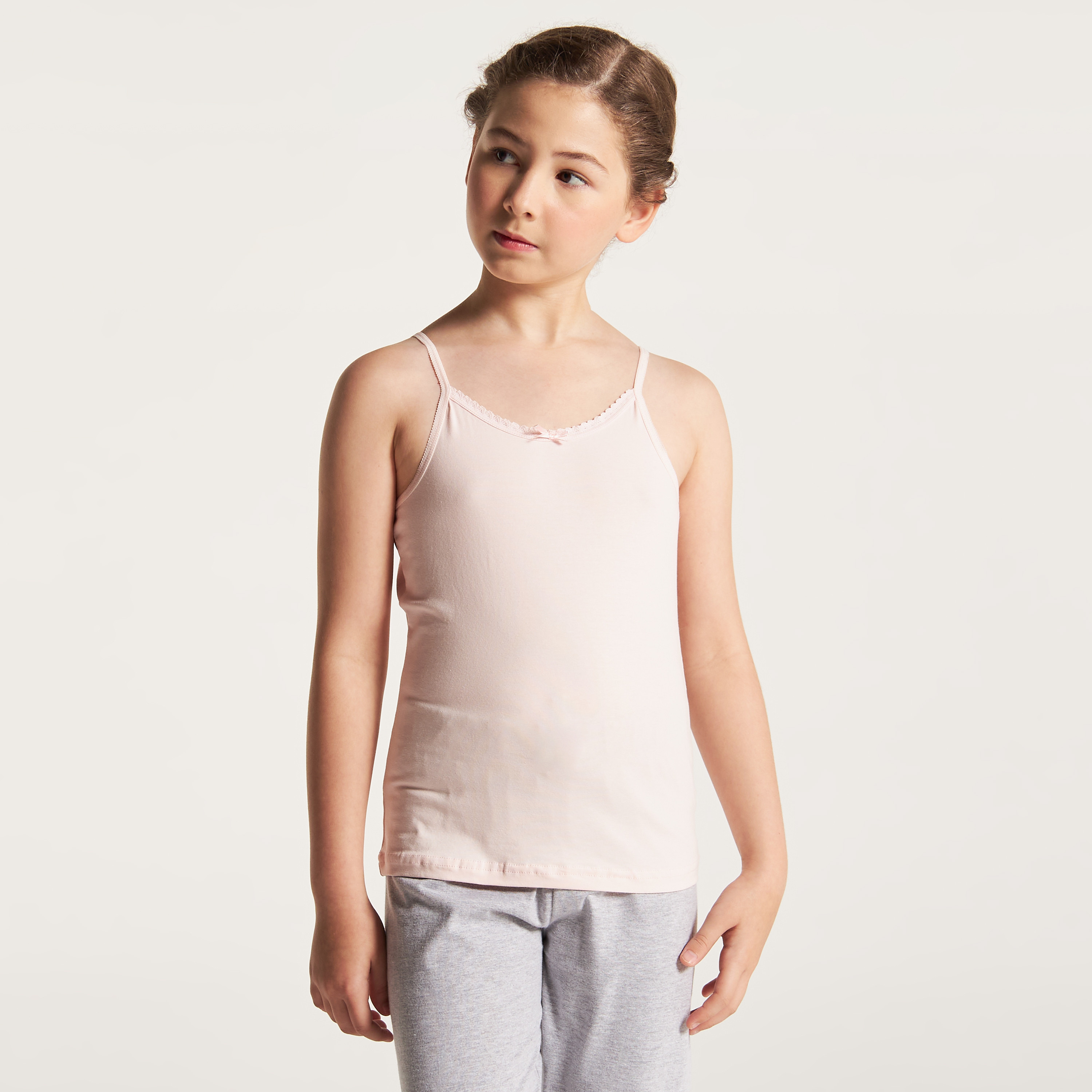 Juniors Solid Vest with Spaghetti Straps - Set of 5-girls-clothing-innerwear-vests-image-4