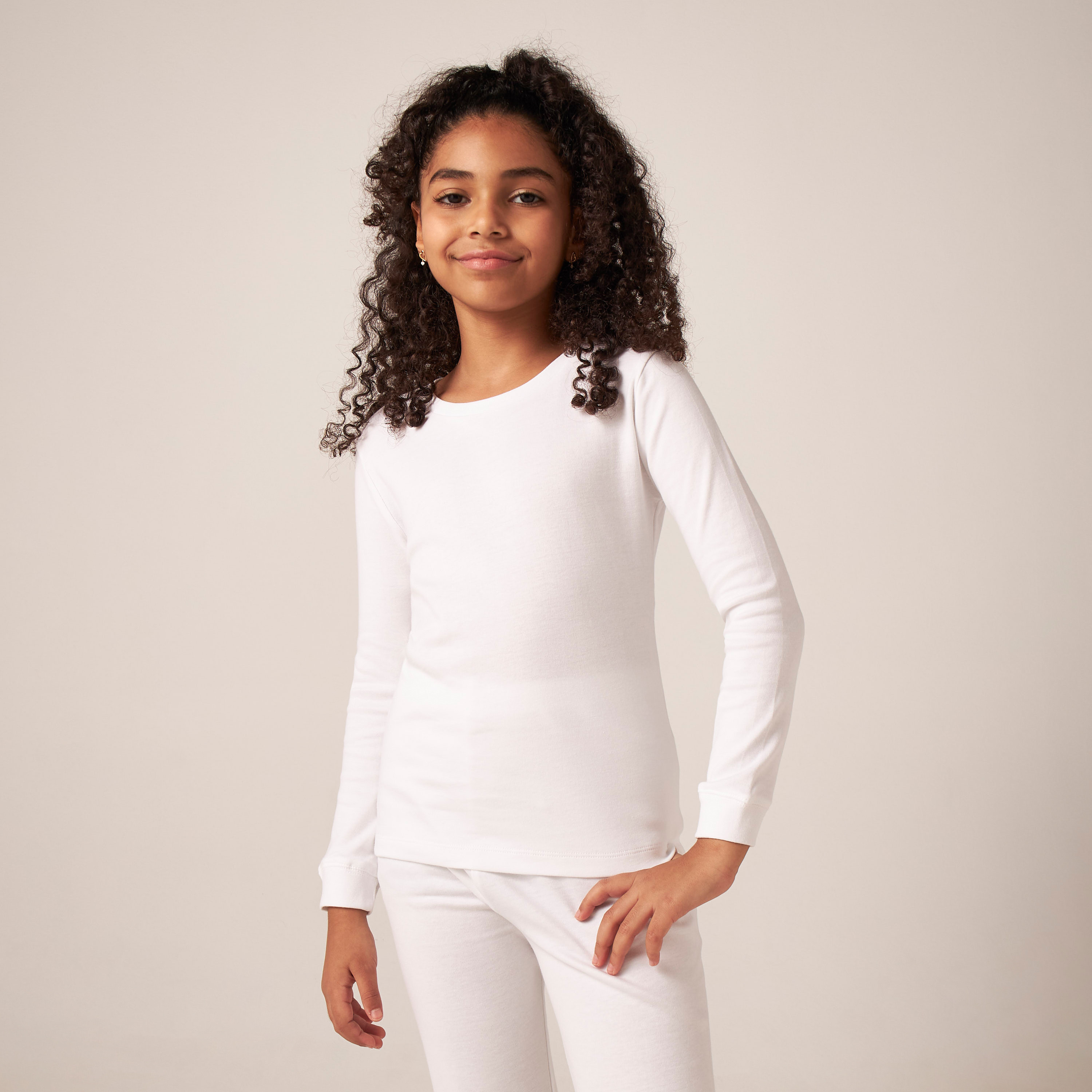 Juniors Solid Thermal T-shirt and Pyjama Set-girls-clothing-winterwear-thermalsets-image-2