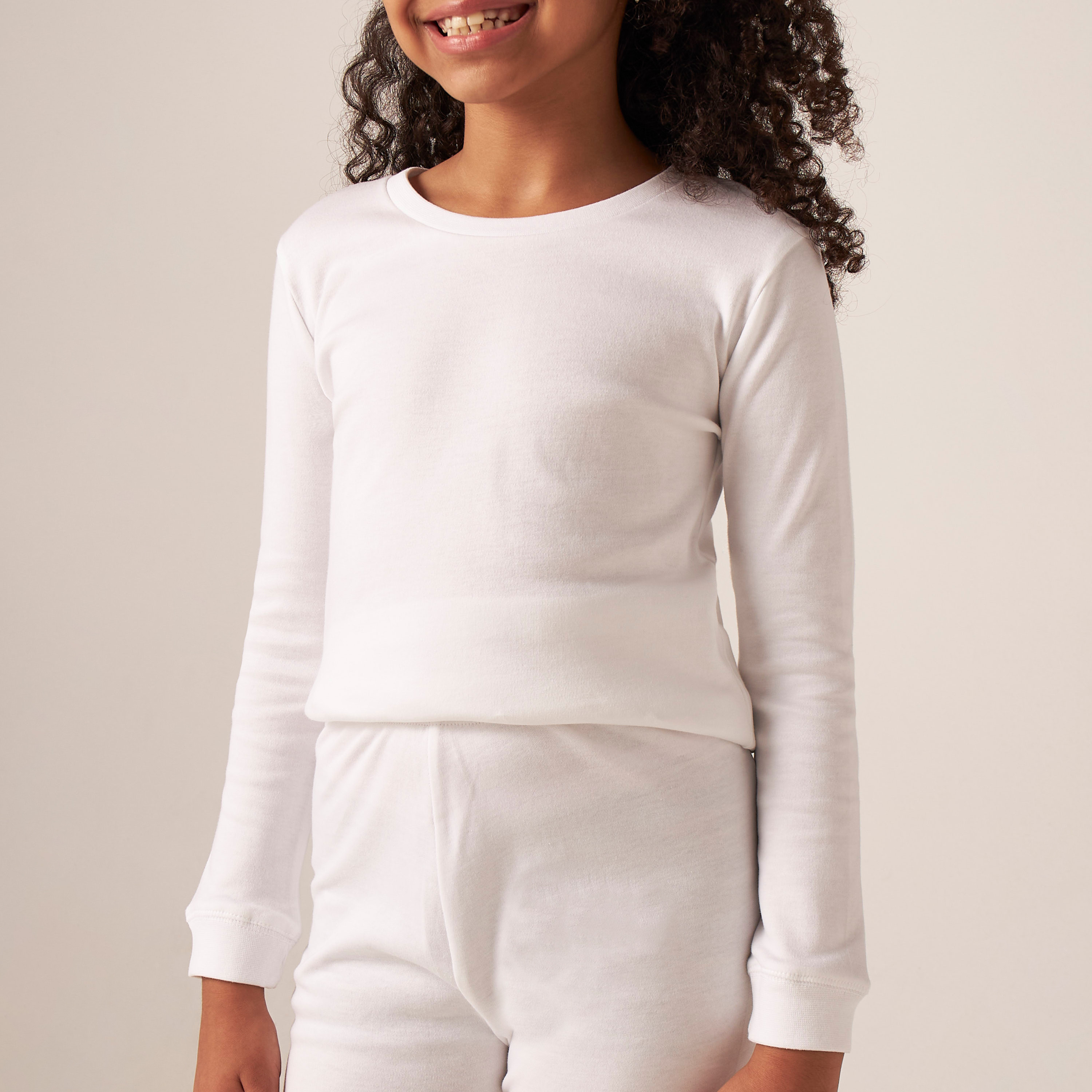 Juniors Solid Thermal T-shirt and Pyjama Set-girls-clothing-winterwear-thermalsets-image-4