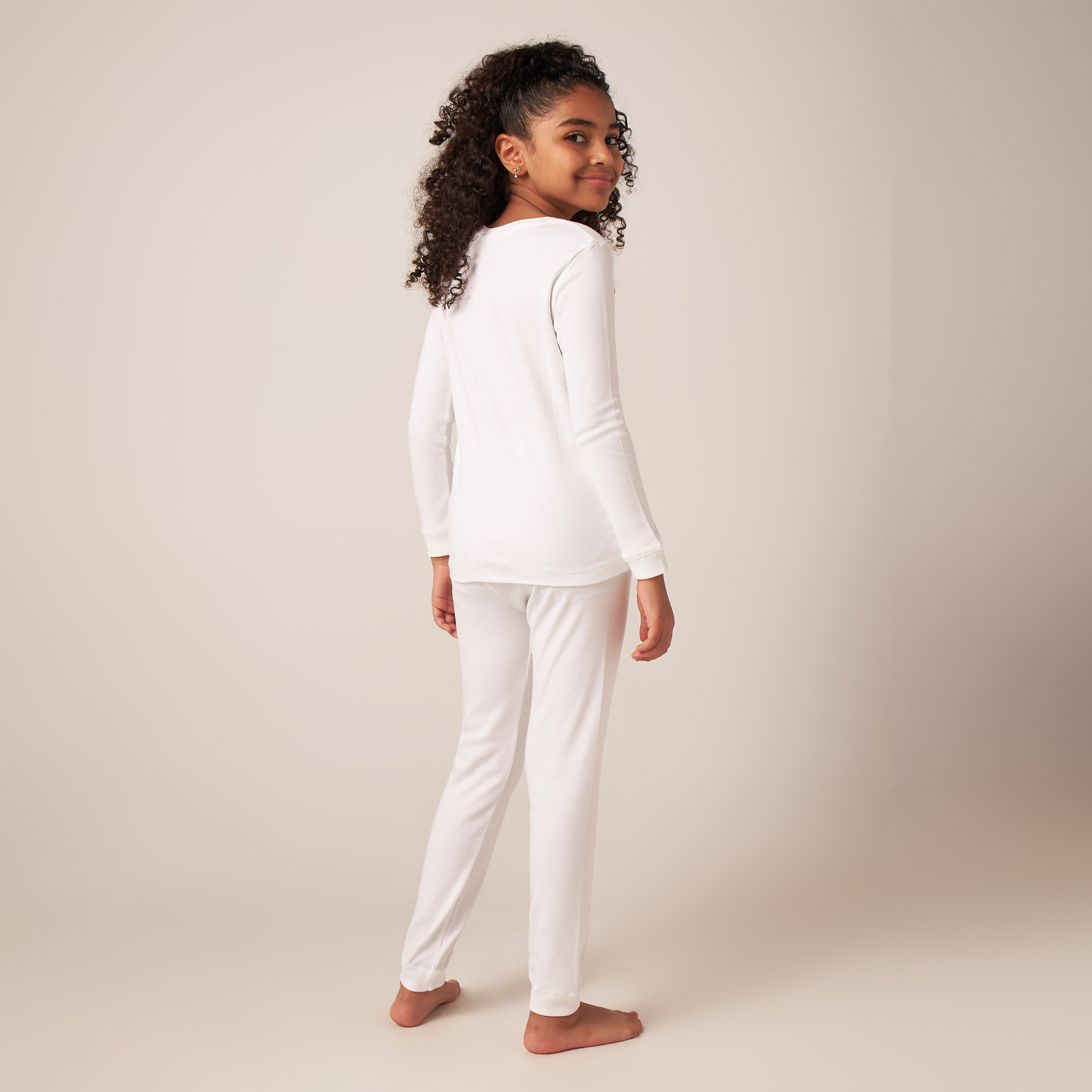 Juniors Solid Thermal T-shirt and Pyjama Set-girls-clothing-winterwear-thermalsets-image-5